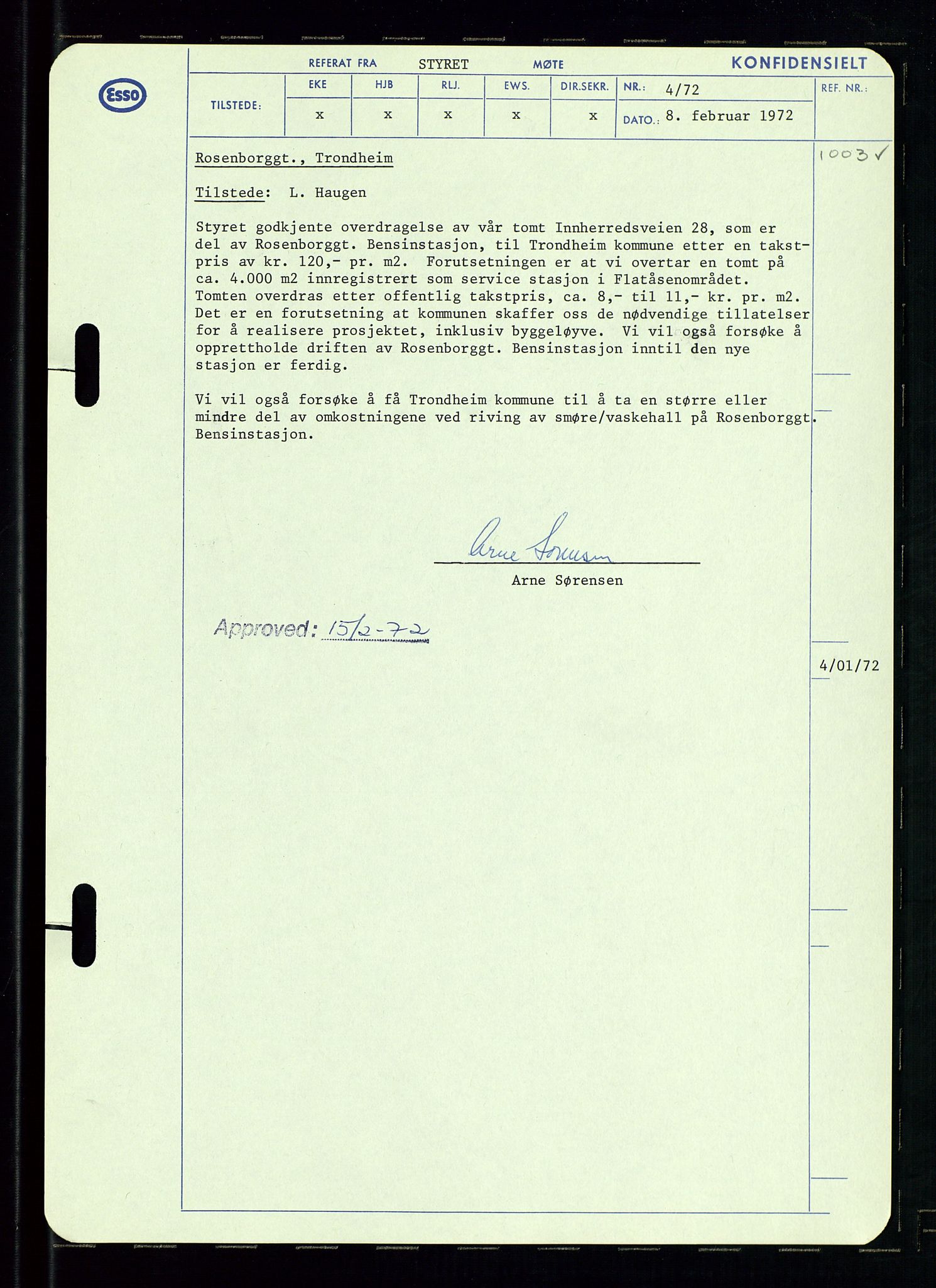 Pa 0982 - Esso Norge A/S, AV/SAST-A-100448/A/Aa/L0003/0002: Den administrerende direksjon Board minutes (styrereferater) og Bedriftforsamlingsprotokoll / Den administrerende direksjon Board minutes (styrereferater), 1970-1974, p. 118