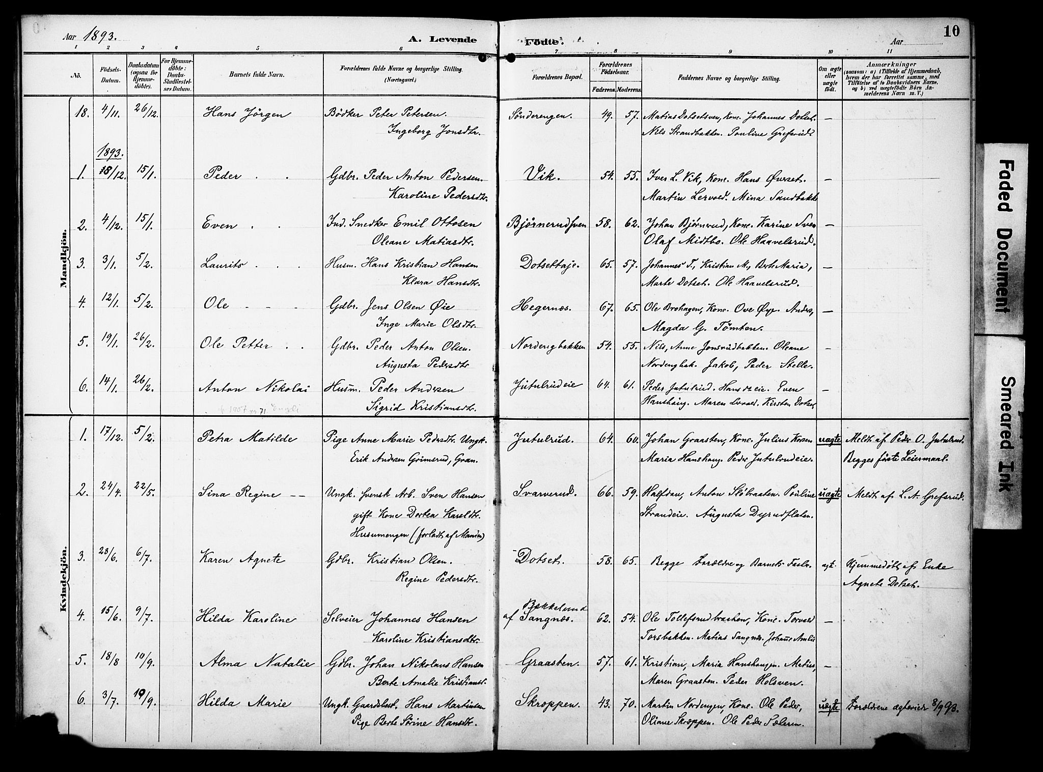 Vestre Toten prestekontor, SAH/PREST-108/H/Ha/Haa/L0012: Parish register (official) no. 12, 1890-1906, p. 10