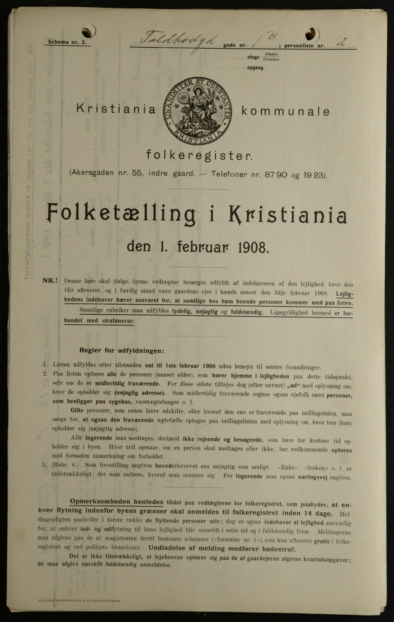 OBA, Municipal Census 1908 for Kristiania, 1908, p. 101660