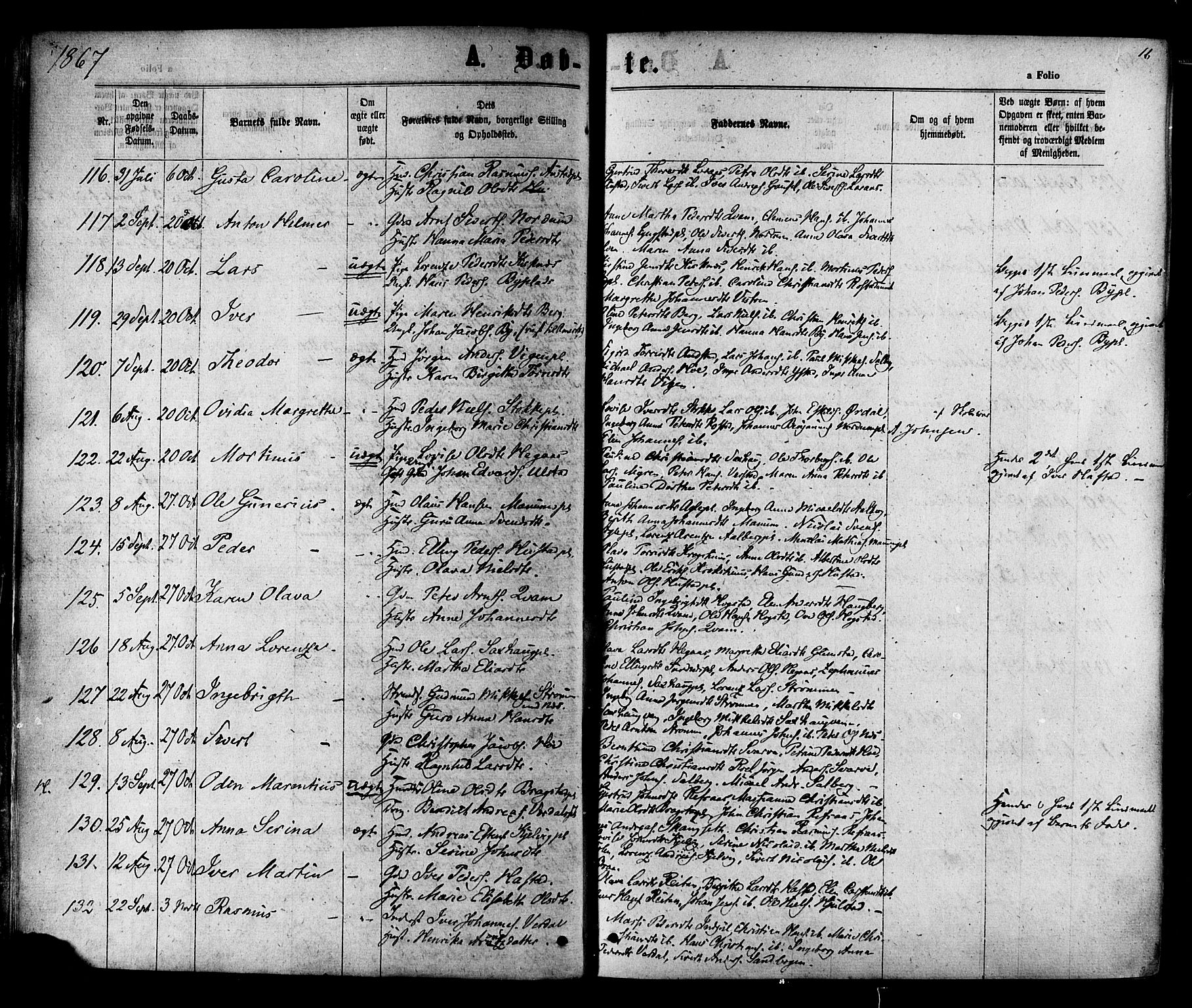 Ministerialprotokoller, klokkerbøker og fødselsregistre - Nord-Trøndelag, SAT/A-1458/730/L0284: Parish register (official) no. 730A09, 1866-1878, p. 16