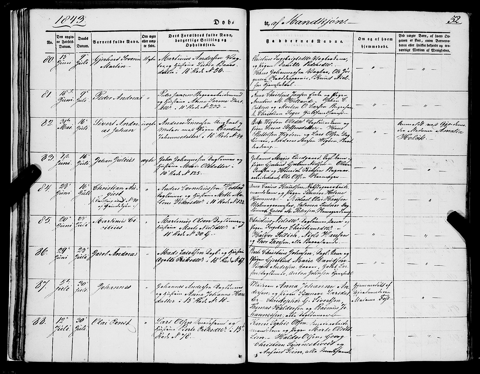 Domkirken sokneprestembete, SAB/A-74801/H/Haa/L0019: Parish register (official) no. B 2, 1841-1851, p. 32