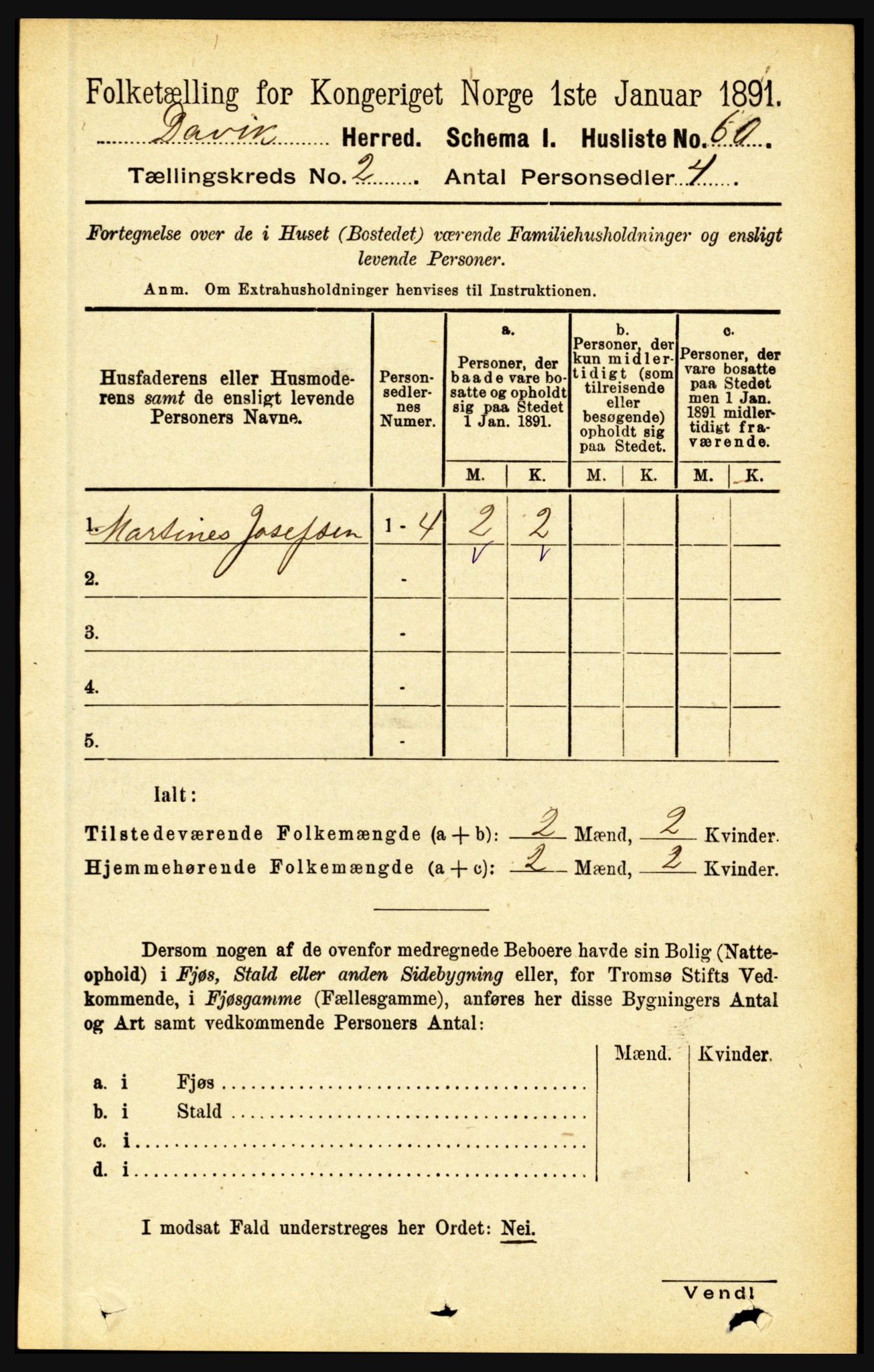 RA, 1891 census for 1442 Davik, 1891, p. 504