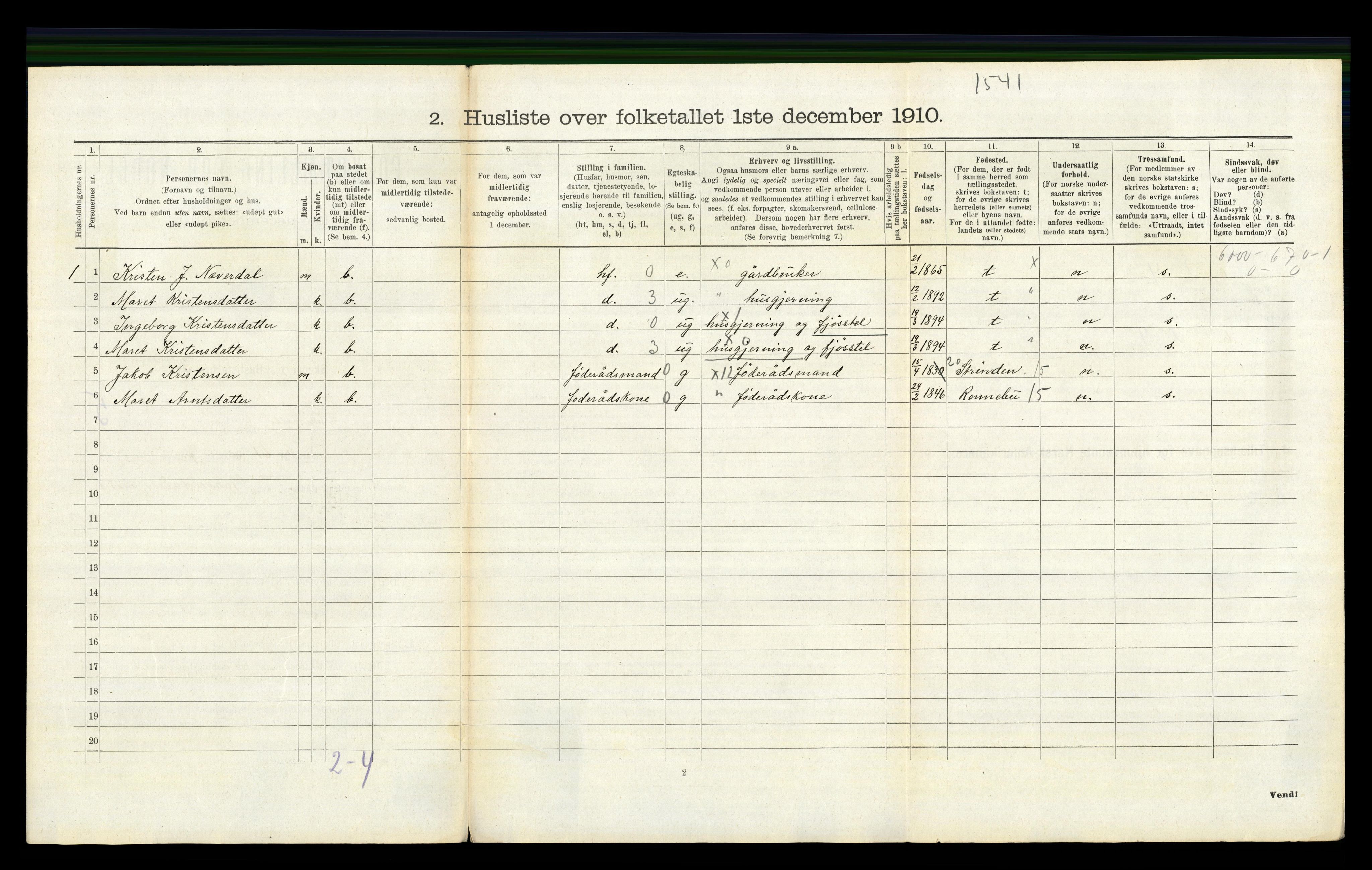 RA, 1910 census for Kvikne, 1910, p. 344