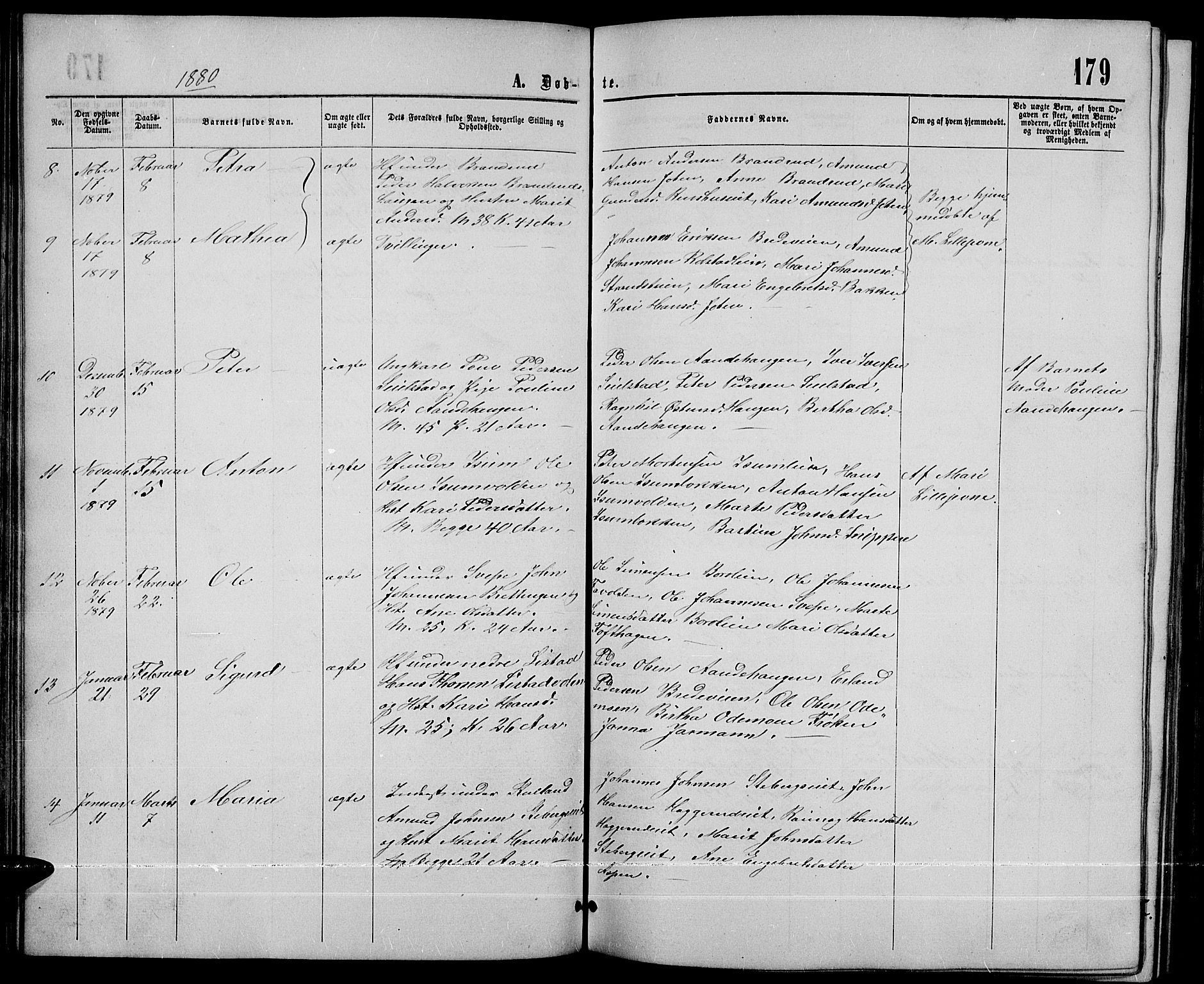 Sør-Fron prestekontor, SAH/PREST-010/H/Ha/Hab/L0002: Parish register (copy) no. 2, 1864-1883, p. 179