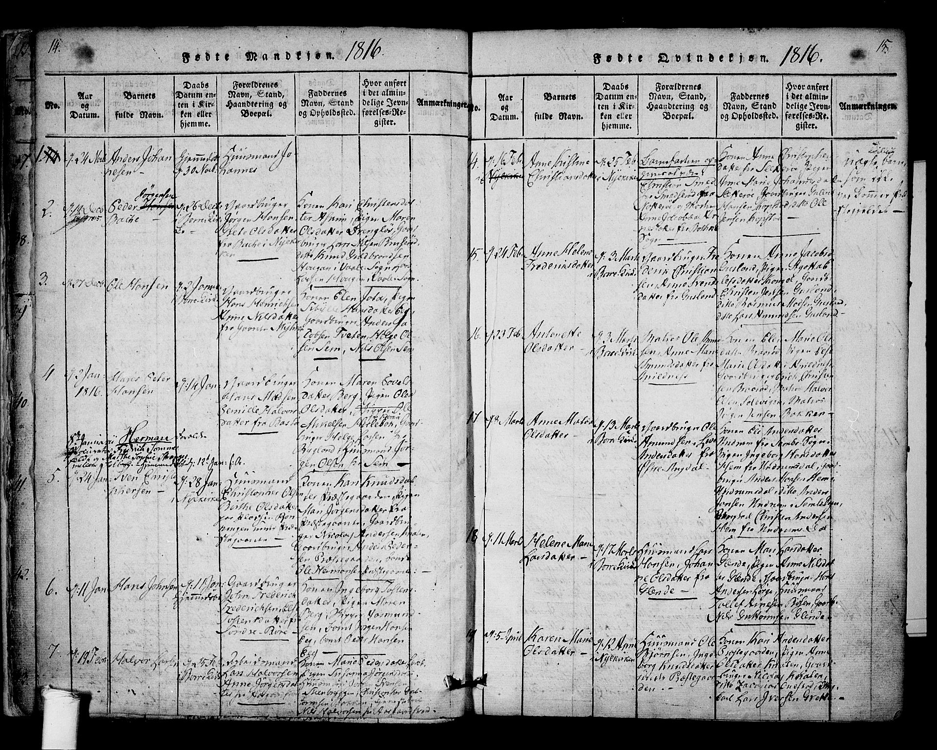 Borre kirkebøker, AV/SAKO-A-338/F/Fa/L0004: Parish register (official) no. I 4, 1815-1845, p. 14-15