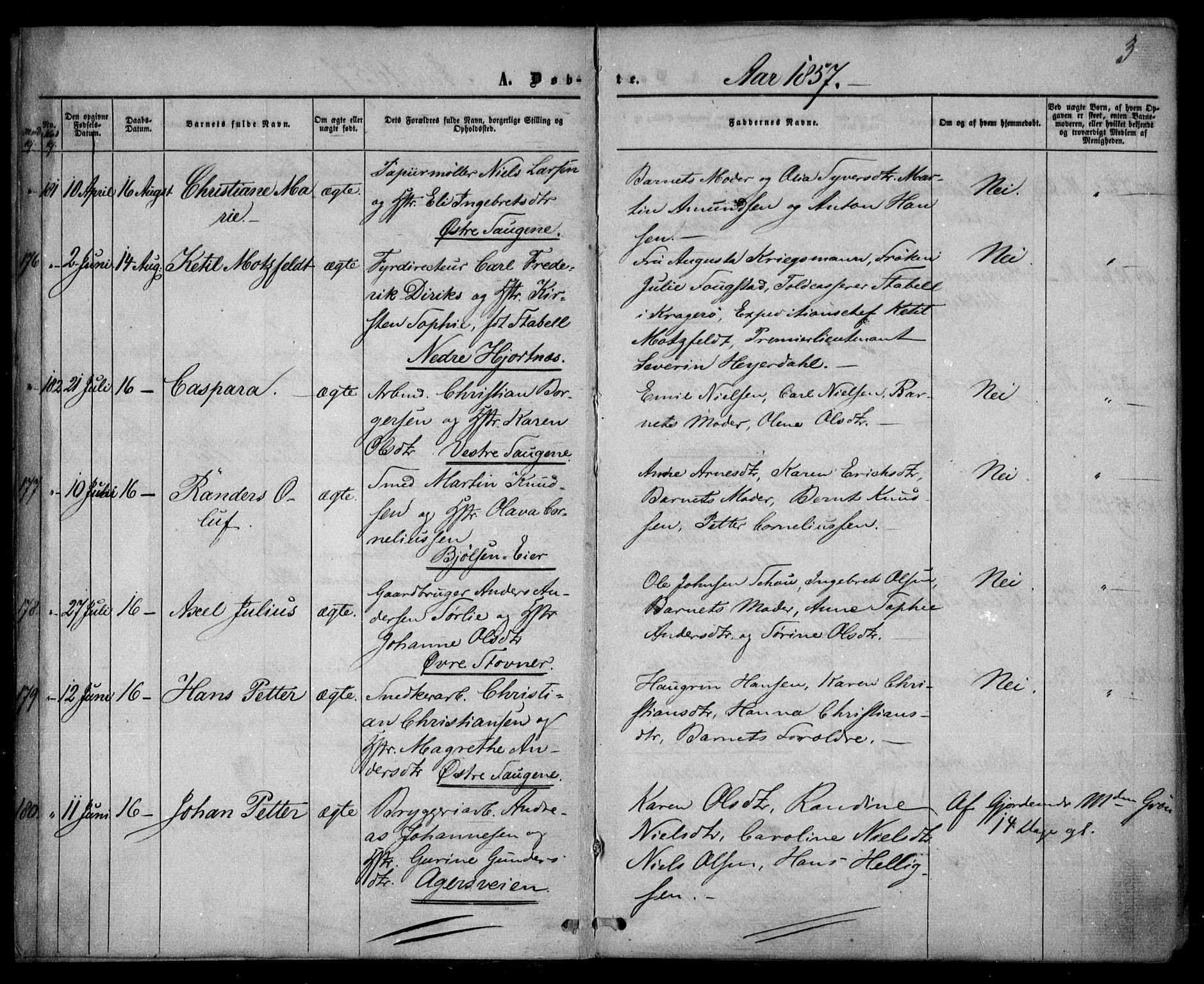 Vestre Aker prestekontor Kirkebøker, SAO/A-10025/F/Fa/L0003: Parish register (official) no. 3, 1857-1868, p. 3