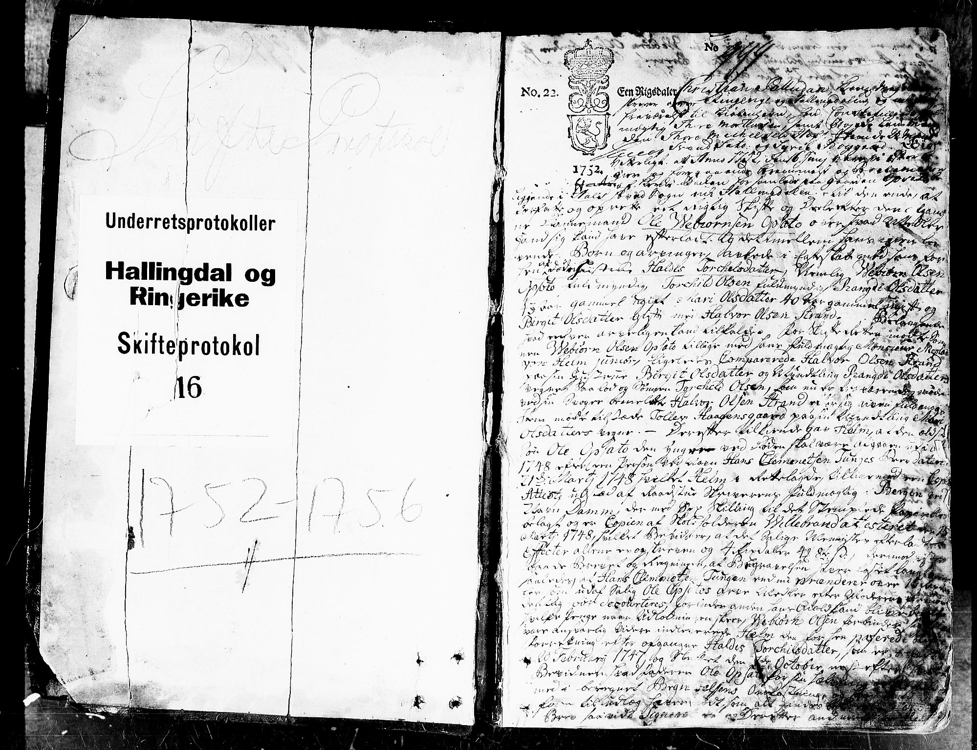 Ringerike og Hallingdal sorenskriveri, SAKO/A-81/H/Ha/L0016: Skifteprotokoll, 1752-1756, p. 0b-1a