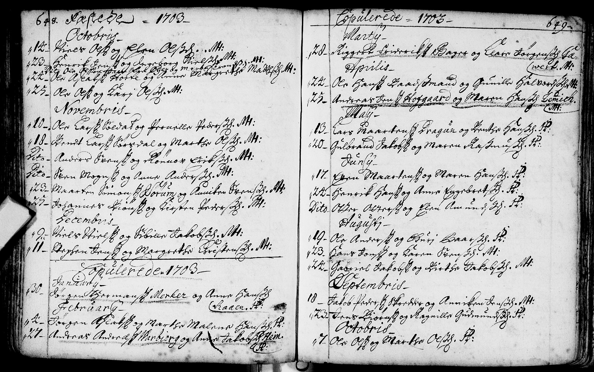 Bragernes kirkebøker, AV/SAKO-A-6/F/Fa/L0002: Parish register (official) no. I 2, 1680-1705, p. 648-649