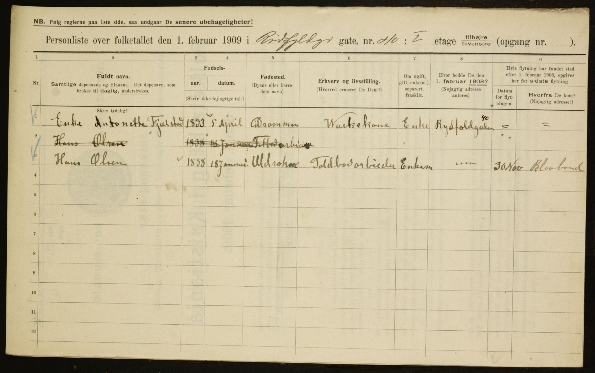 OBA, Municipal Census 1909 for Kristiania, 1909, p. 78233