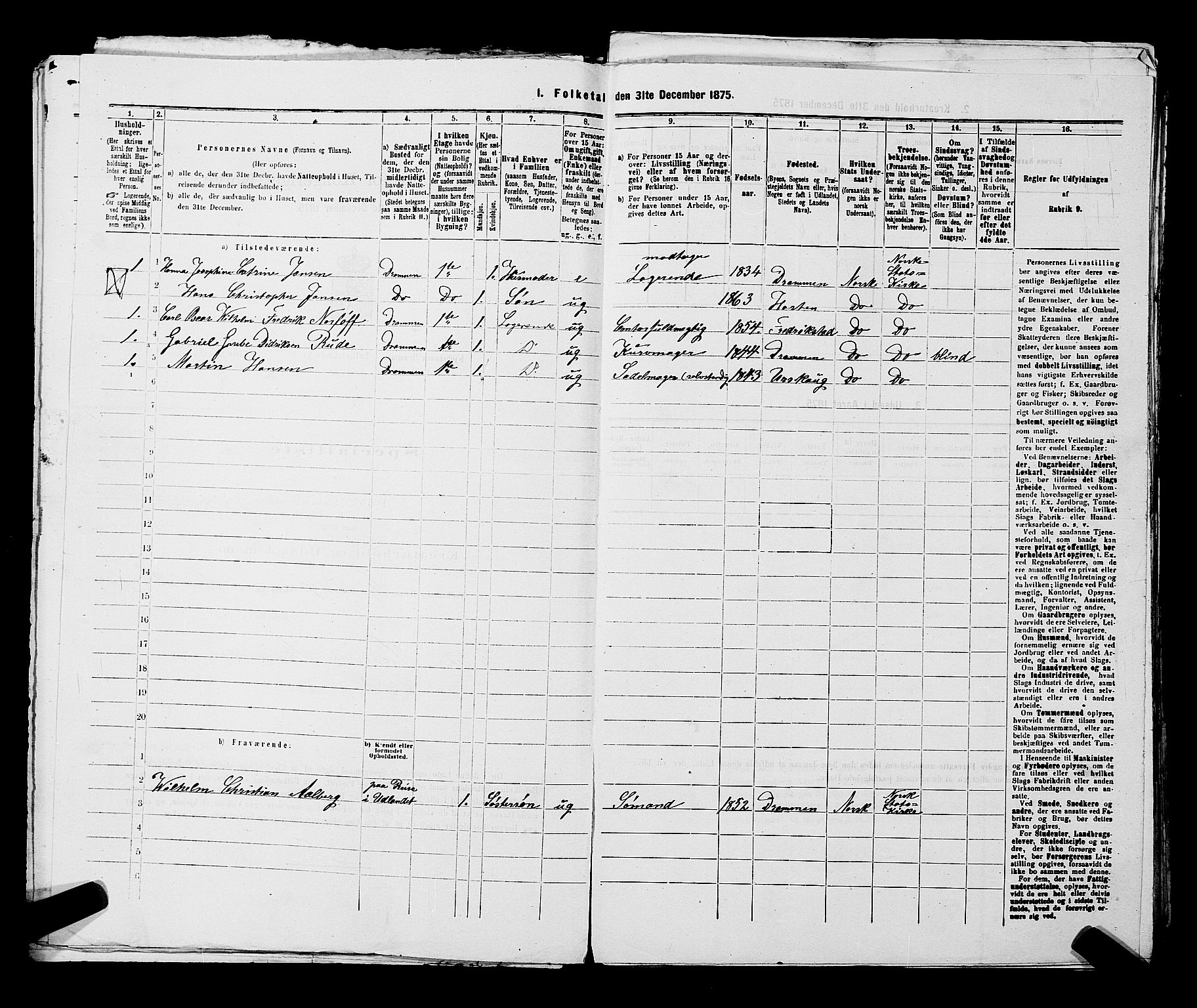 SAKO, 1875 census for 0602 Drammen, 1875, p. 1506
