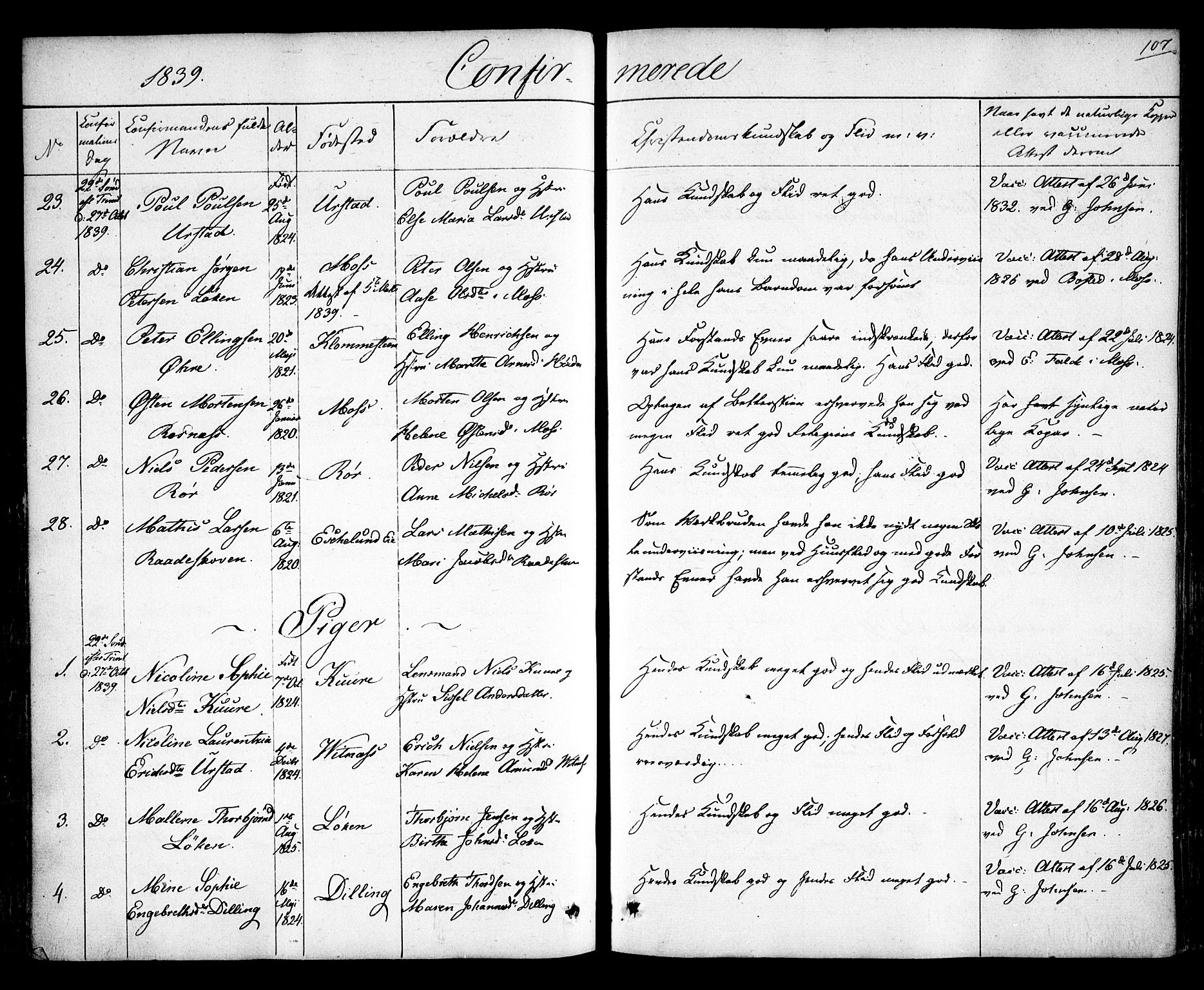 Rygge prestekontor Kirkebøker, SAO/A-10084b/F/Fa/L0004: Parish register (official) no. 4, 1836-1851, p. 107