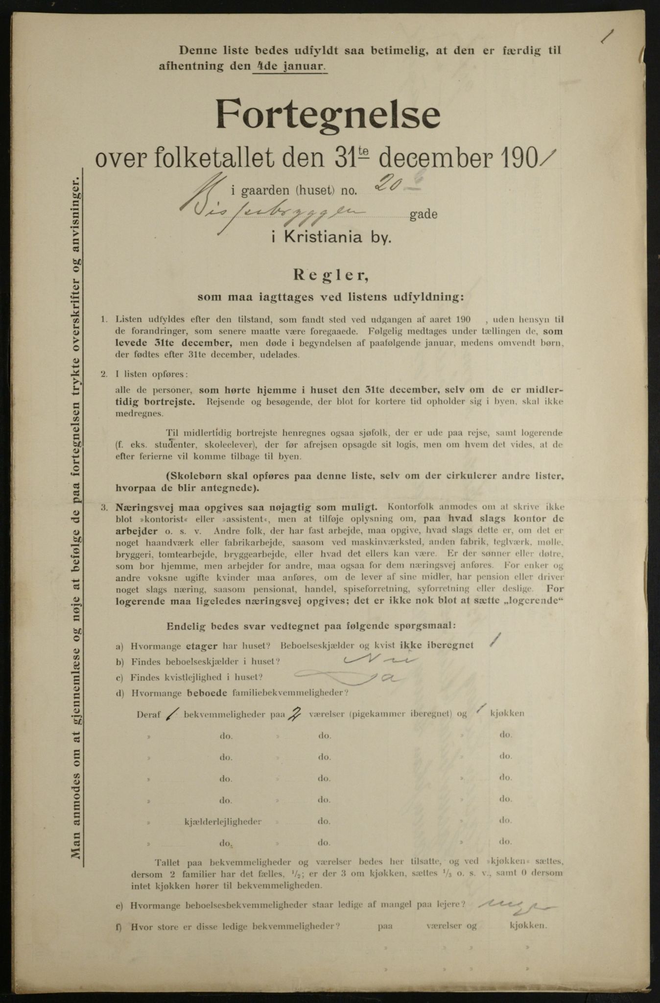 OBA, Municipal Census 1901 for Kristiania, 1901, p. 910