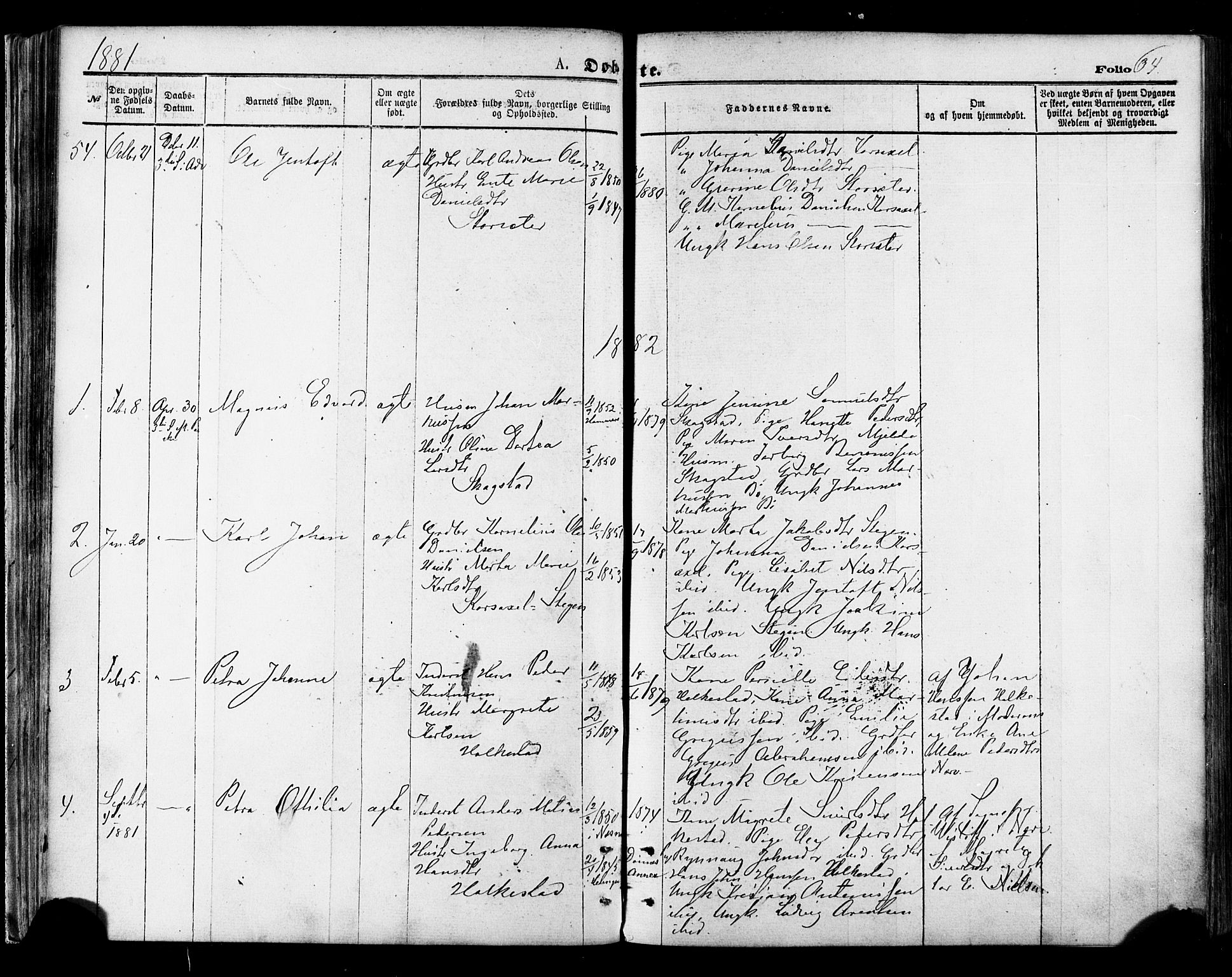 Ministerialprotokoller, klokkerbøker og fødselsregistre - Nordland, SAT/A-1459/855/L0802: Parish register (official) no. 855A10, 1875-1886, p. 64