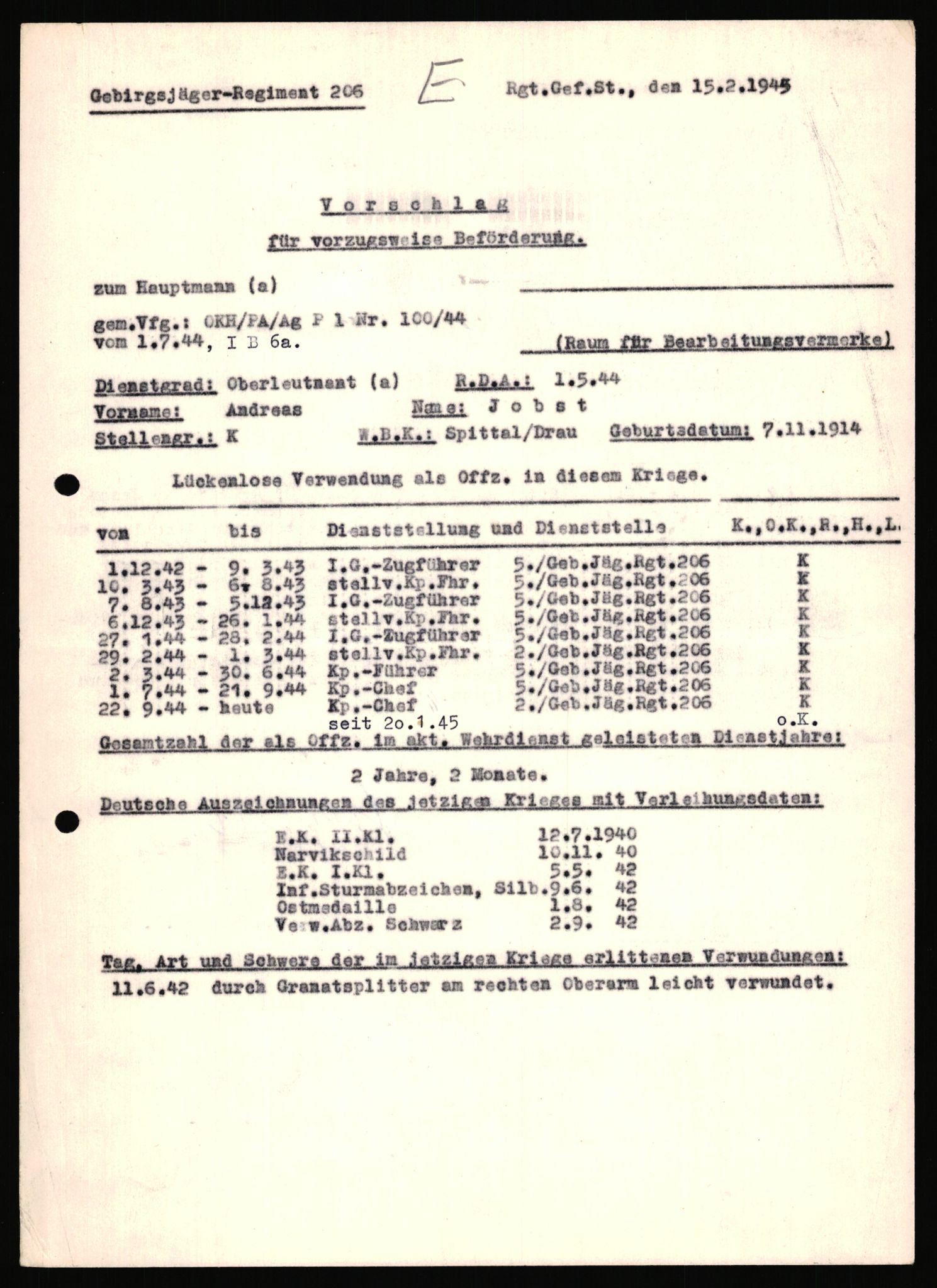 Forsvarets Overkommando. 2 kontor. Arkiv 11.4. Spredte tyske arkivsaker, AV/RA-RAFA-7031/D/Dar/Dara/L0018: Personalbøker, 1940-1945, p. 833