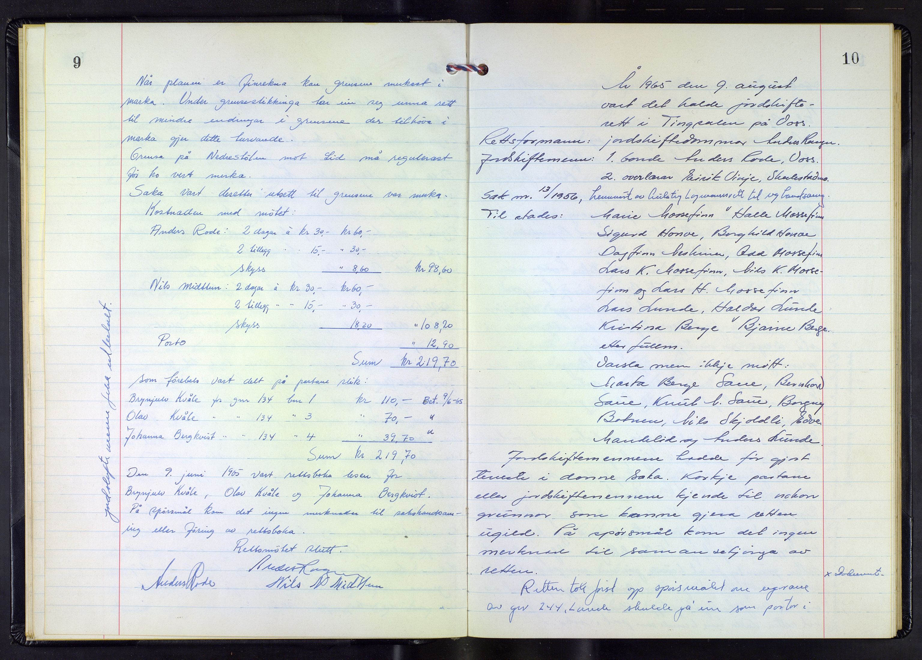 Hordaland jordskiftedøme - V Voss jordskiftedistrikt, AV/SAB-A-7201/A/Aa/L0042: Forhandlingsprotokoll, 1965-1969, p. 9-10