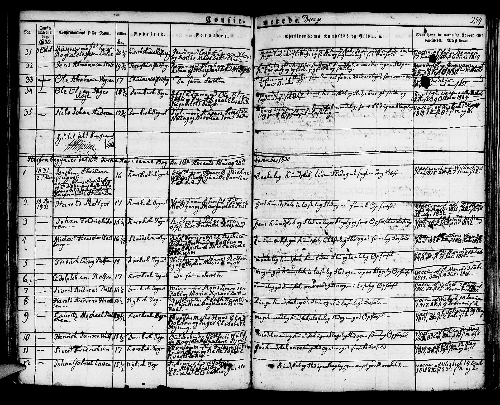 Korskirken sokneprestembete, SAB/A-76101/H/Hab: Parish register (copy) no. A 3, 1821-1831, p. 254
