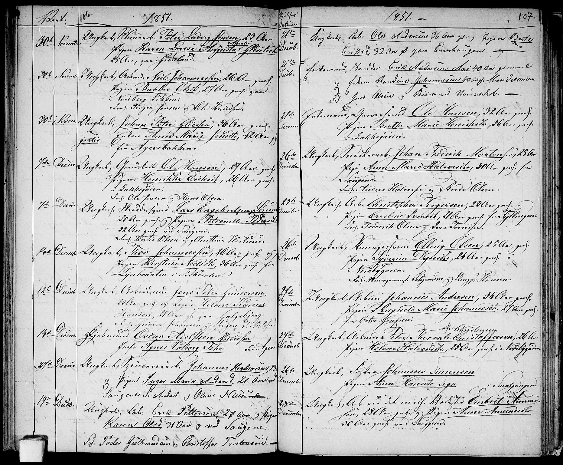 Aker prestekontor kirkebøker, SAO/A-10861/G/L0011: Parish register (copy) no. 11, 1846-1859, p. 106-107