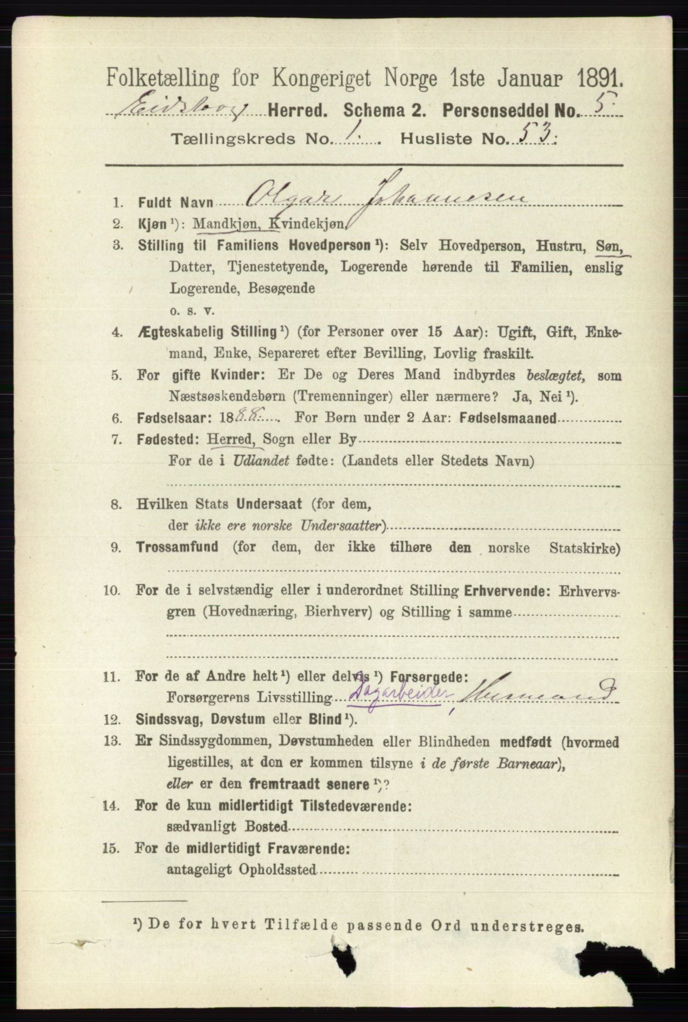 RA, 1891 census for 0420 Eidskog, 1891, p. 427