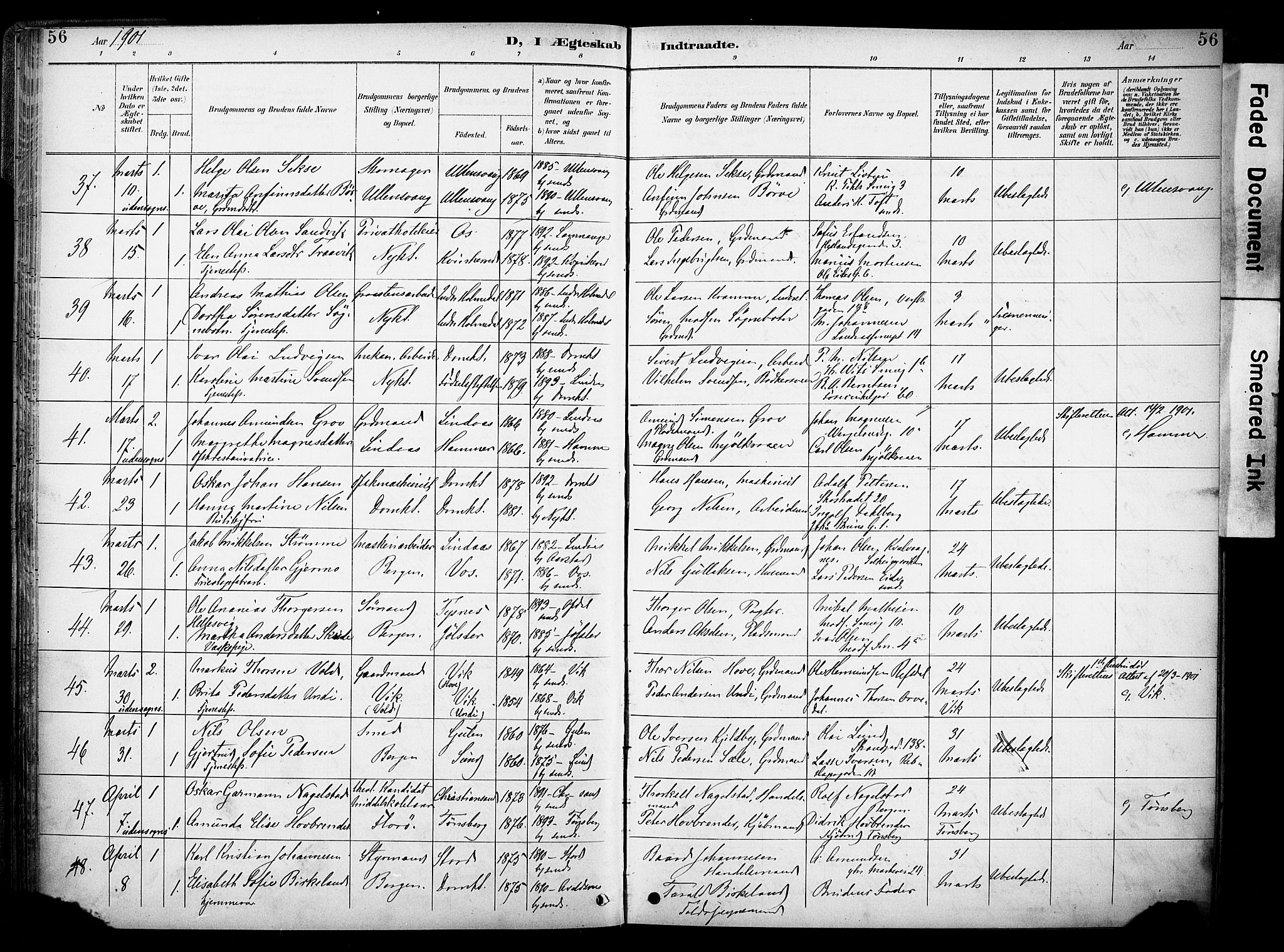 Nykirken Sokneprestembete, SAB/A-77101/H/Haa/L0034: Parish register (official) no. D 4, 1896-1905, p. 56