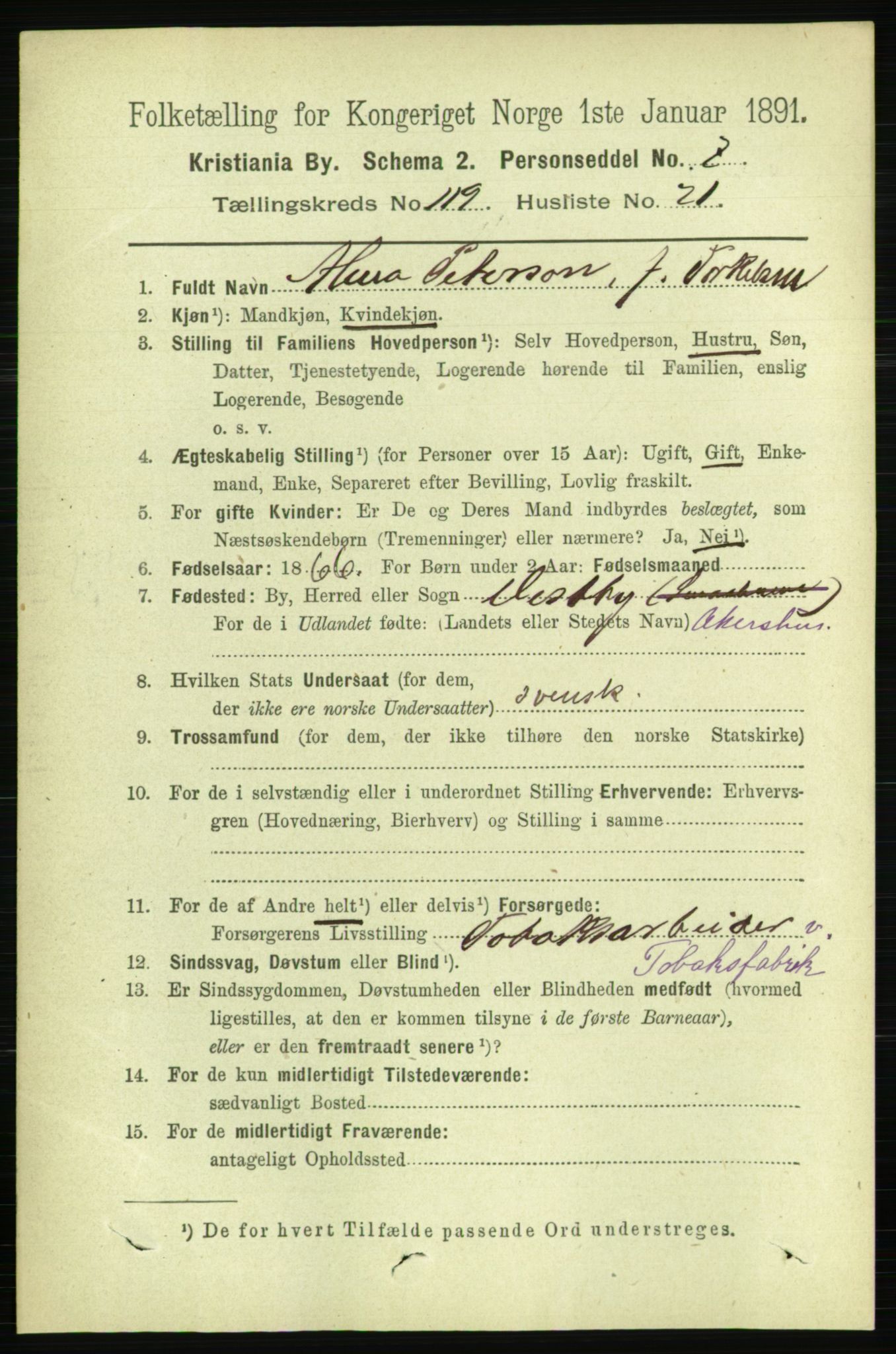 RA, 1891 census for 0301 Kristiania, 1891, p. 63963