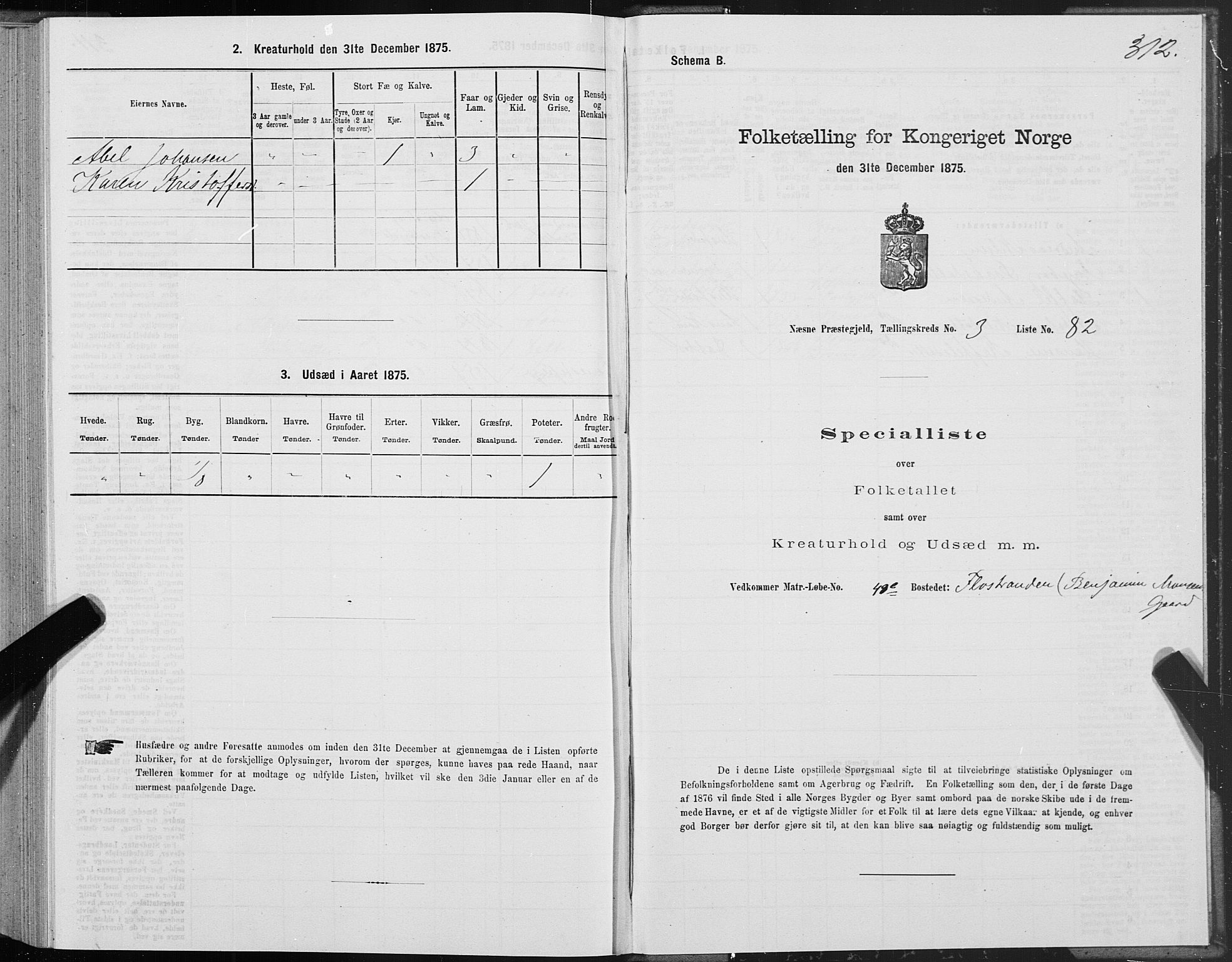 SAT, 1875 census for 1828P Nesna, 1875, p. 2312