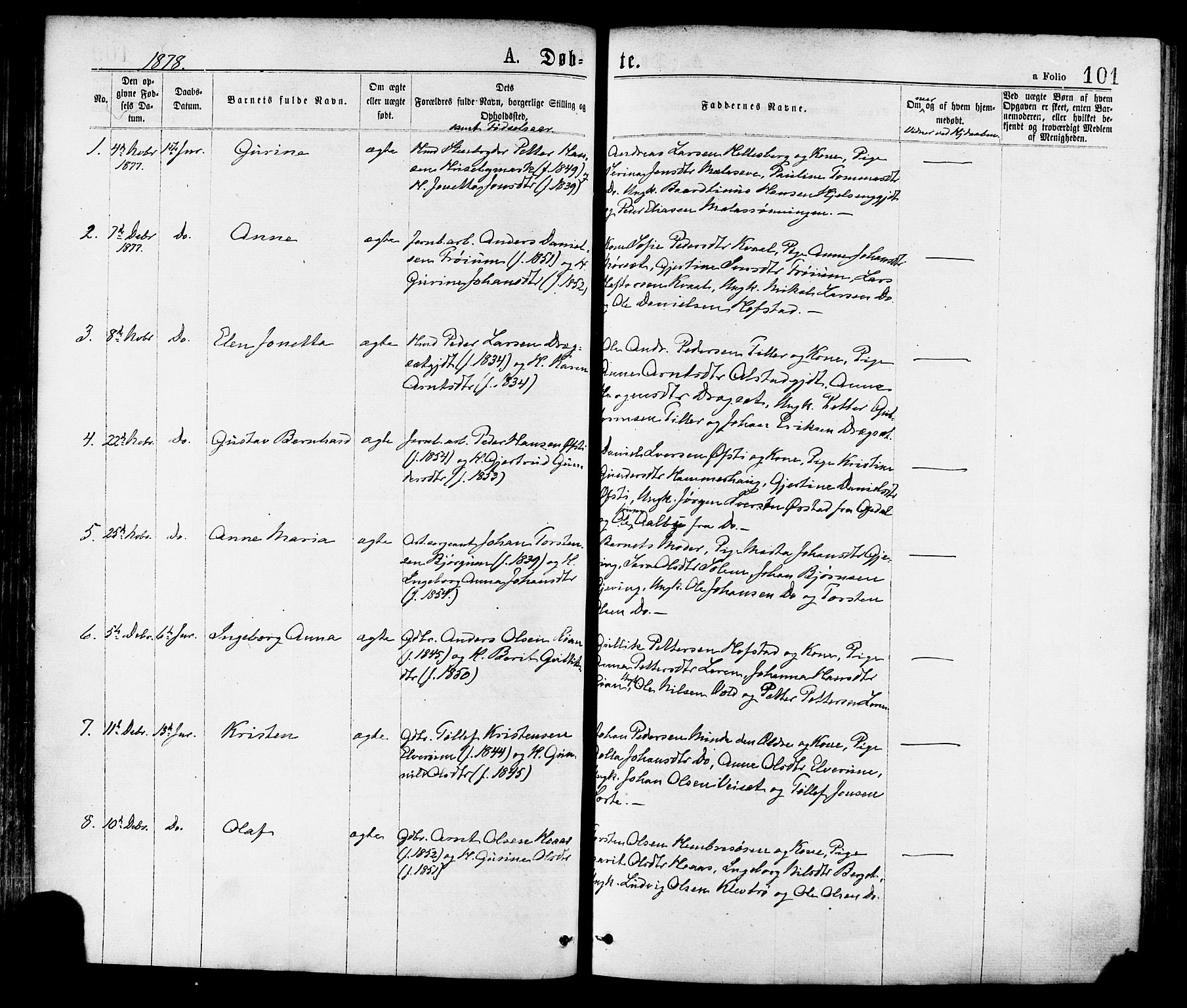 Ministerialprotokoller, klokkerbøker og fødselsregistre - Nord-Trøndelag, SAT/A-1458/709/L0076: Parish register (official) no. 709A16, 1871-1879, p. 101