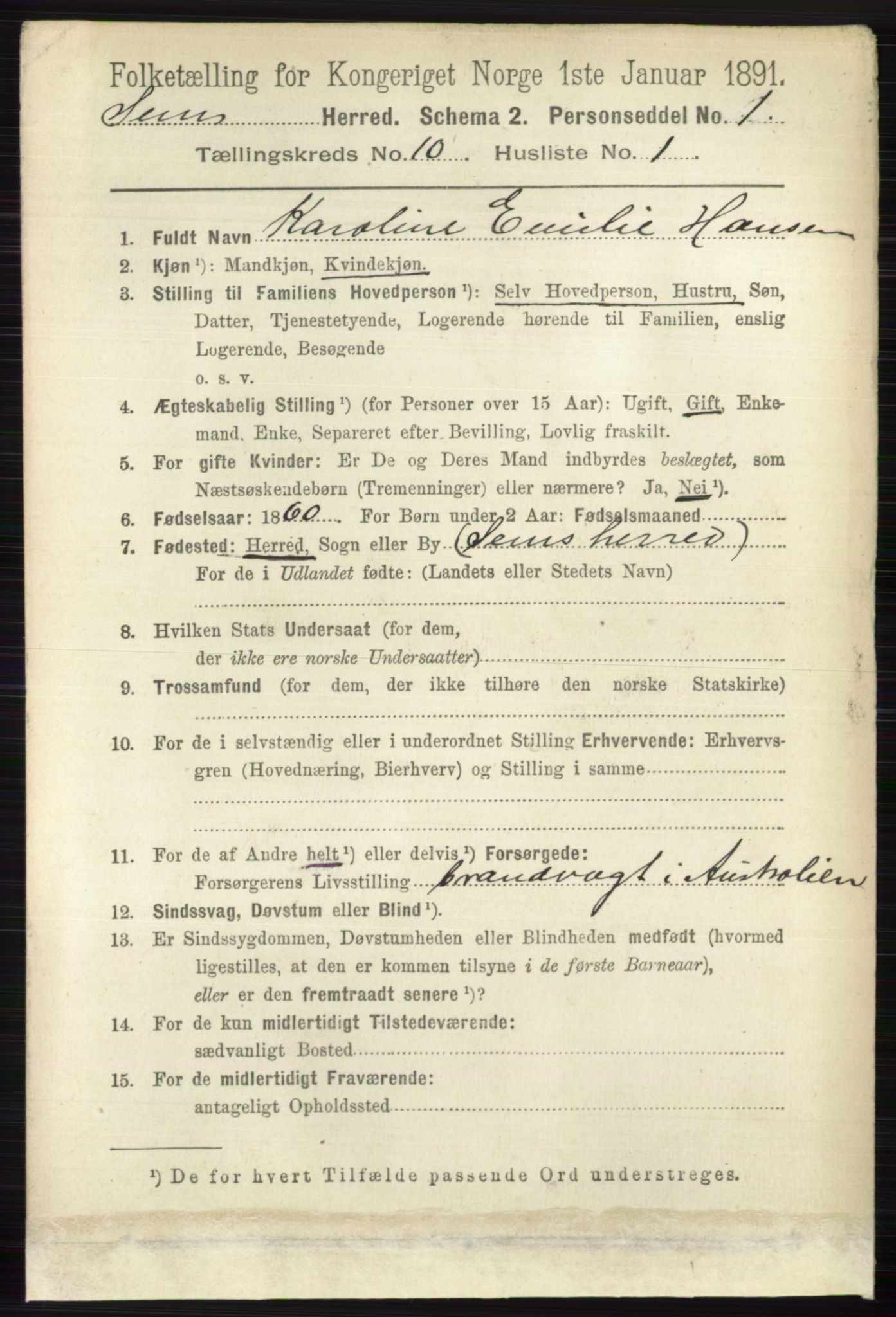 RA, 1891 census for 0721 Sem, 1891, p. 4799