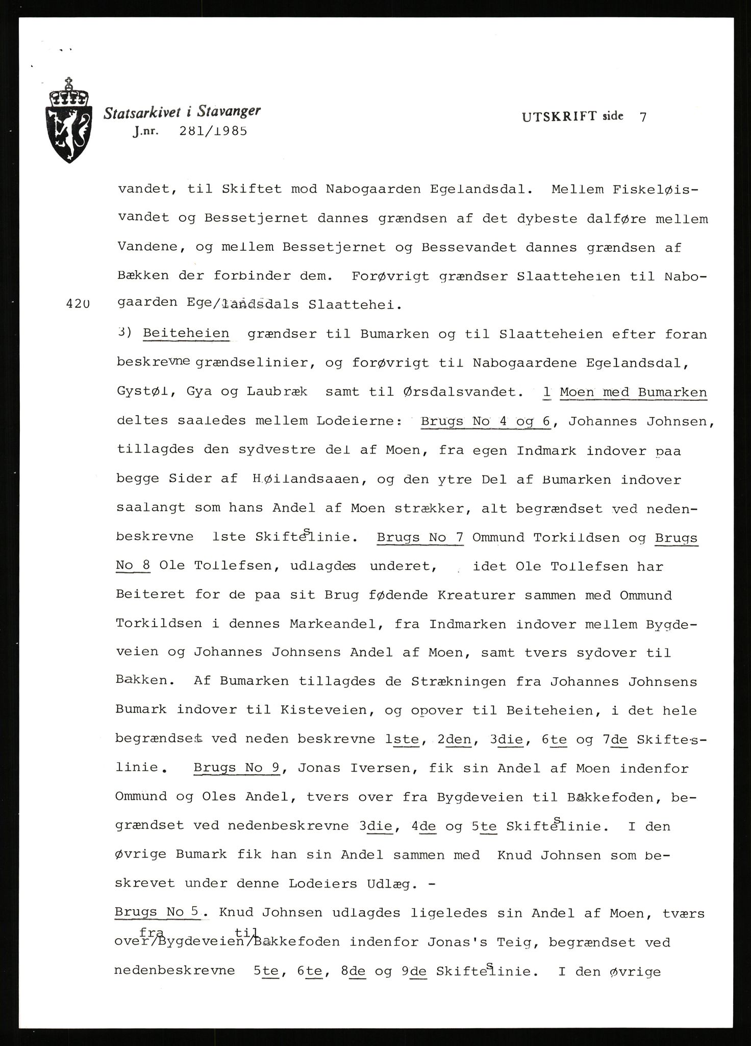 Statsarkivet i Stavanger, SAST/A-101971/03/Y/Yj/L0092: Avskrifter sortert etter gårdsnavn: Varhaug søndre - Vatnemoholmene, 1750-1930, p. 179