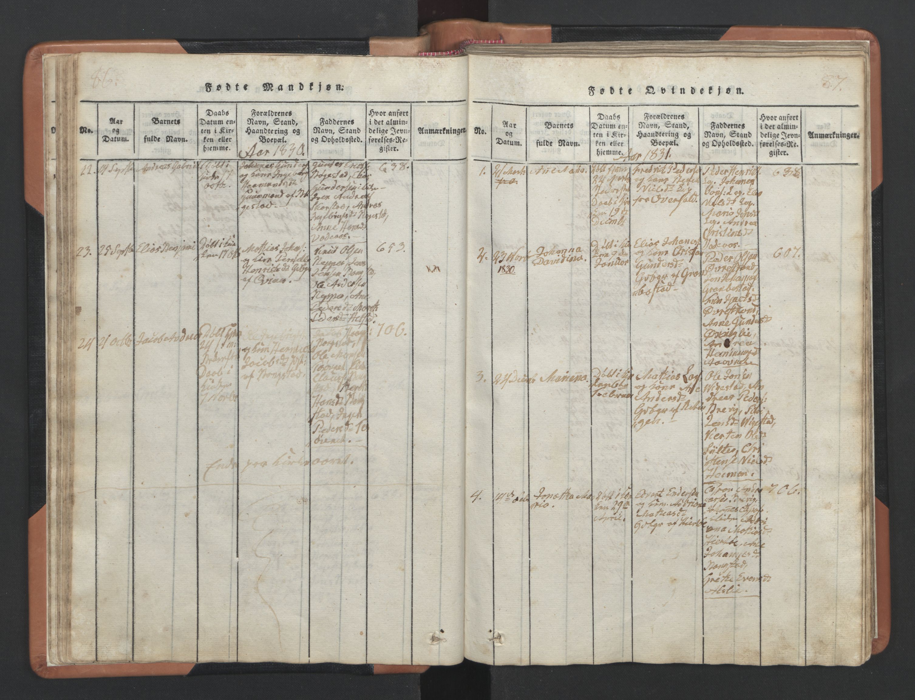 Ministerialprotokoller, klokkerbøker og fødselsregistre - Nordland, AV/SAT-A-1459/810/L0157: Parish register (copy) no. 810C01, 1819-1842, p. 86-87