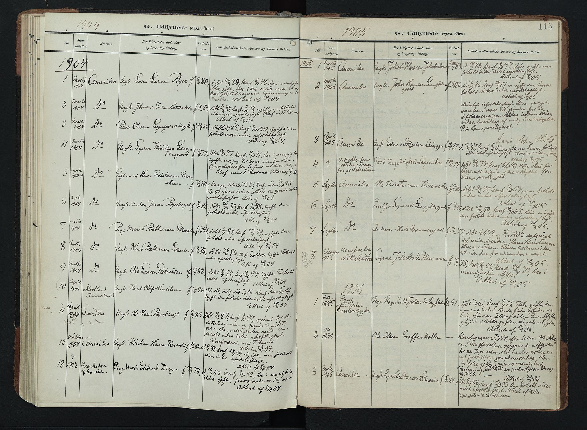 Lom prestekontor, AV/SAH-PREST-070/K/L0011: Parish register (official) no. 11, 1904-1928, p. 115