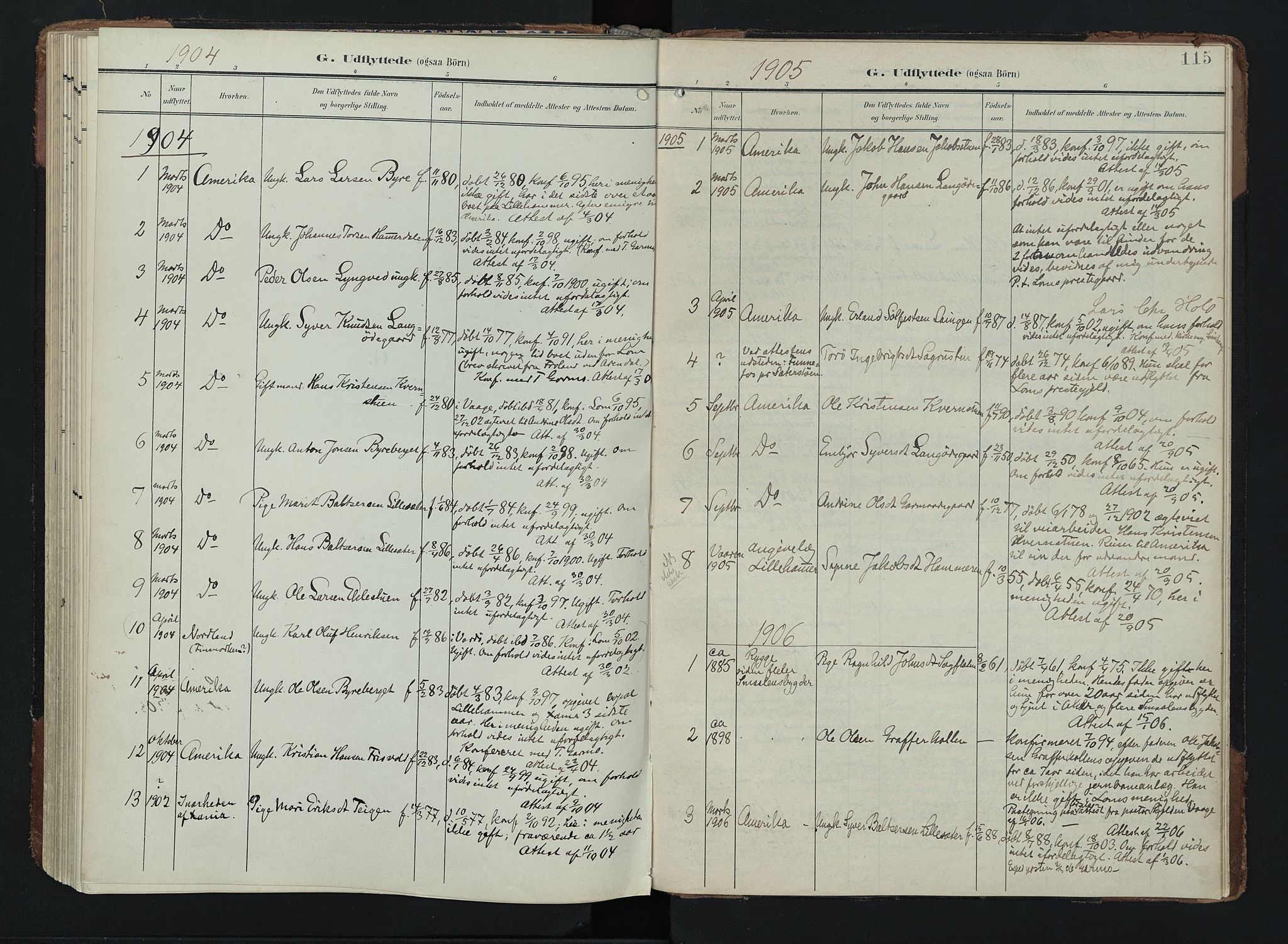 Lom prestekontor, SAH/PREST-070/K/L0011: Parish register (official) no. 11, 1904-1928, p. 115