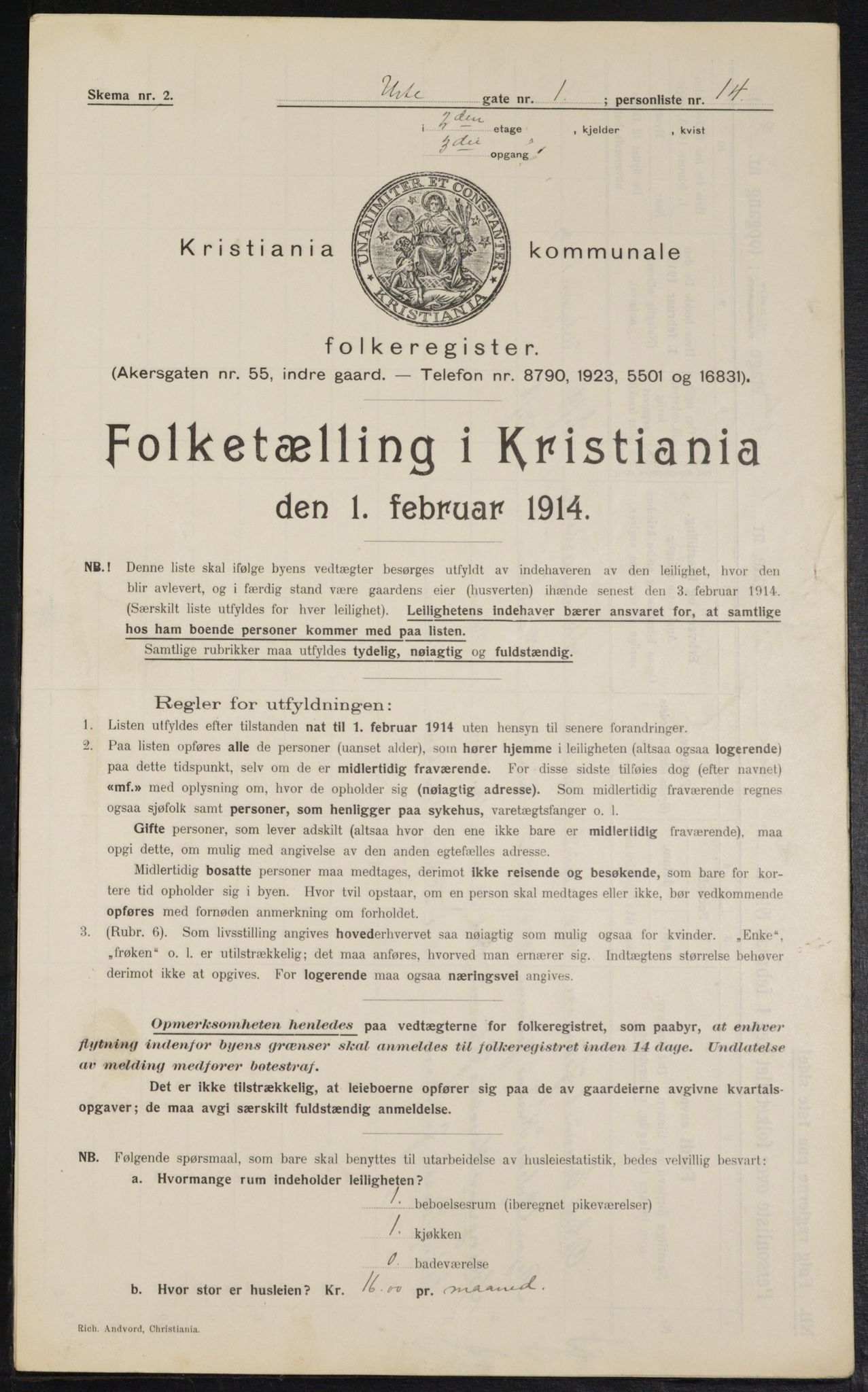 OBA, Municipal Census 1914 for Kristiania, 1914, p. 121570