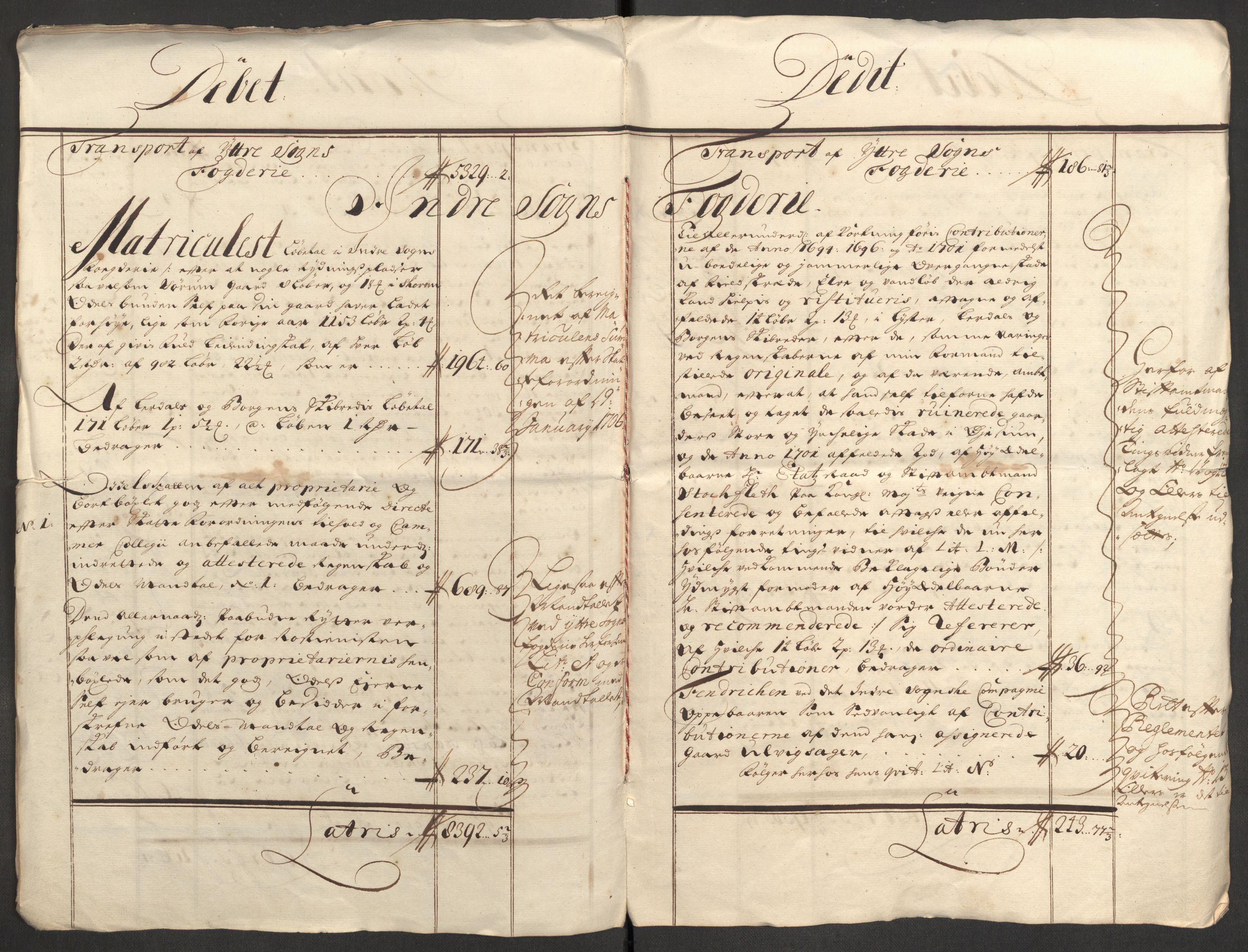 Rentekammeret inntil 1814, Reviderte regnskaper, Fogderegnskap, AV/RA-EA-4092/R52/L3314: Fogderegnskap Sogn, 1705-1707, p. 222