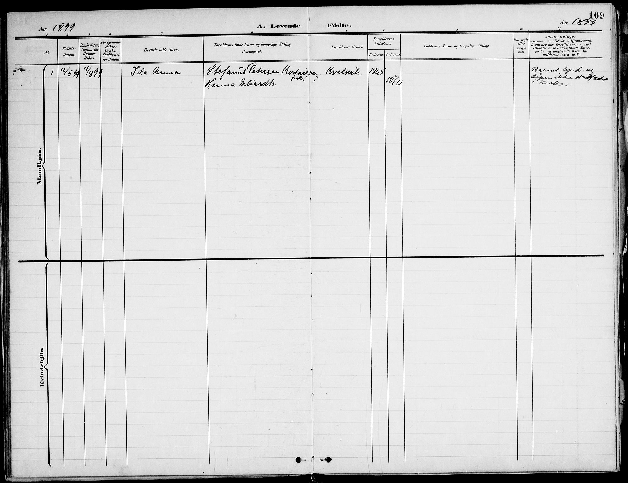 Ministerialprotokoller, klokkerbøker og fødselsregistre - Møre og Romsdal, SAT/A-1454/507/L0075: Parish register (official) no. 507A10, 1901-1920, p. 169