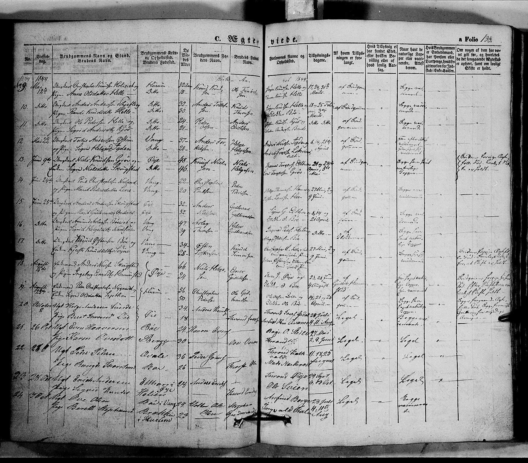 Vang prestekontor, Valdres, SAH/PREST-140/H/Ha/L0005: Parish register (official) no. 5, 1831-1845, p. 138