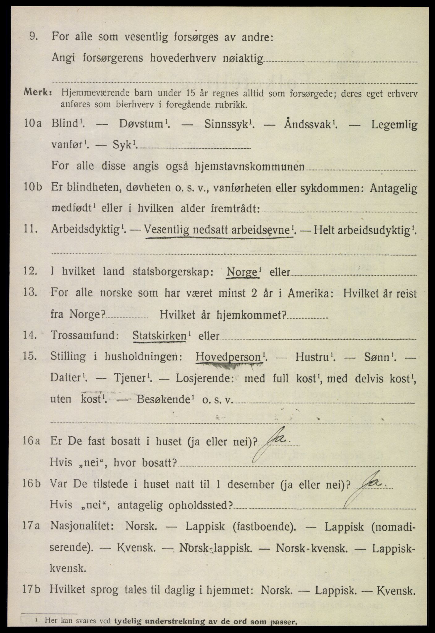 SAT, 1920 census for Grong, 1920, p. 1164