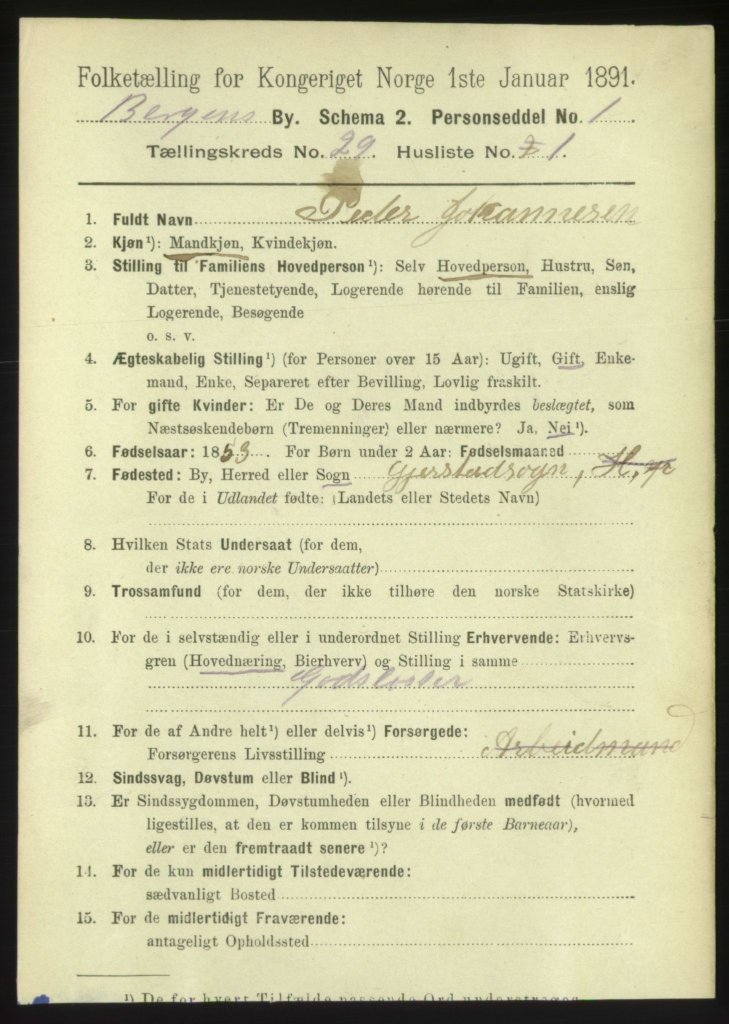 RA, 1891 Census for 1301 Bergen, 1891, p. 37193