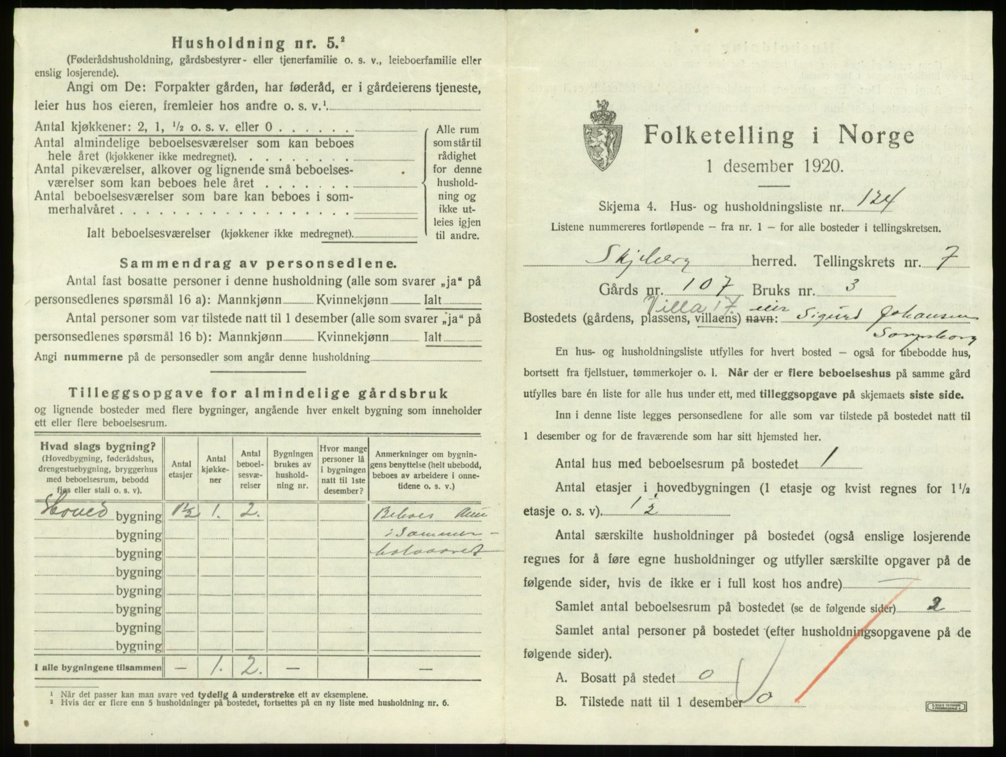 SAO, 1920 census for Skjeberg, 1920, p. 1139