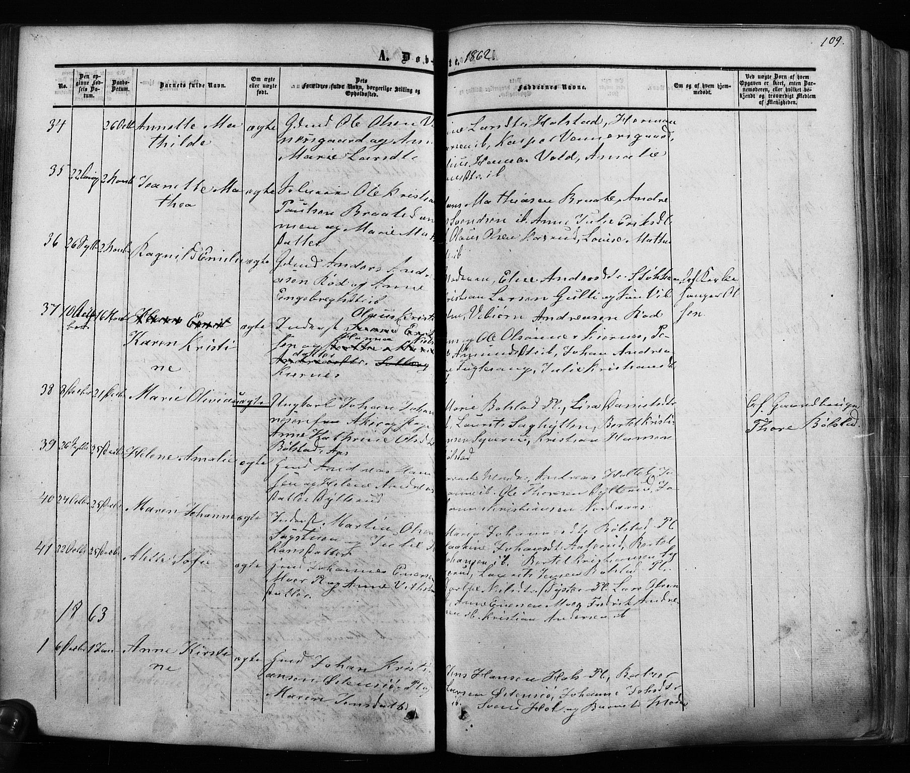 Ås prestekontor Kirkebøker, AV/SAO-A-10894/F/Fa/L0007: Parish register (official) no. I 7, 1854-1870, p. 109