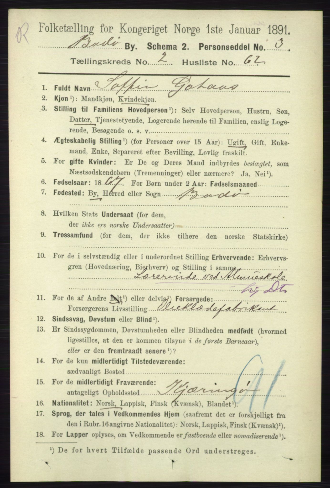 RA, 1891 census for 1804 Bodø, 1891, p. 1794