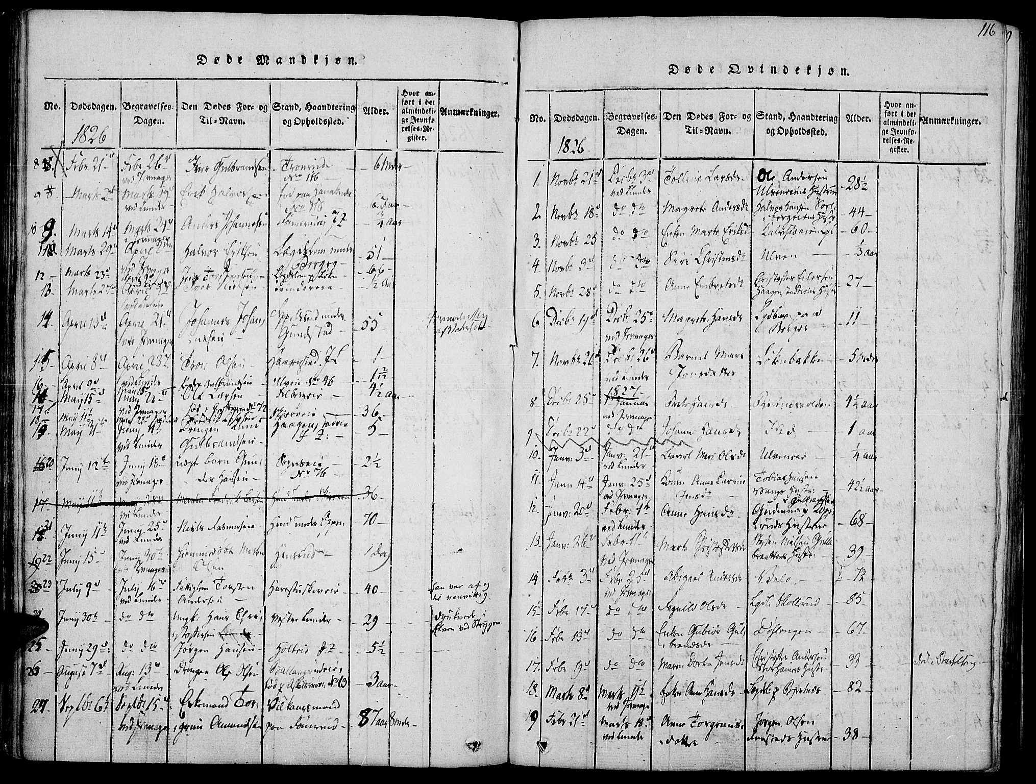 Jevnaker prestekontor, SAH/PREST-116/H/Ha/Haa/L0005: Parish register (official) no. 5, 1815-1837, p. 116