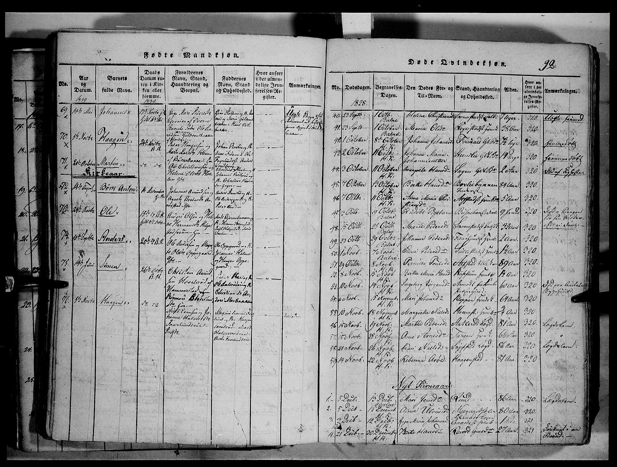 Østre Toten prestekontor, SAH/PREST-104/H/Ha/Haa/L0001: Parish register (official) no. 1, 1828-1839, p. 92