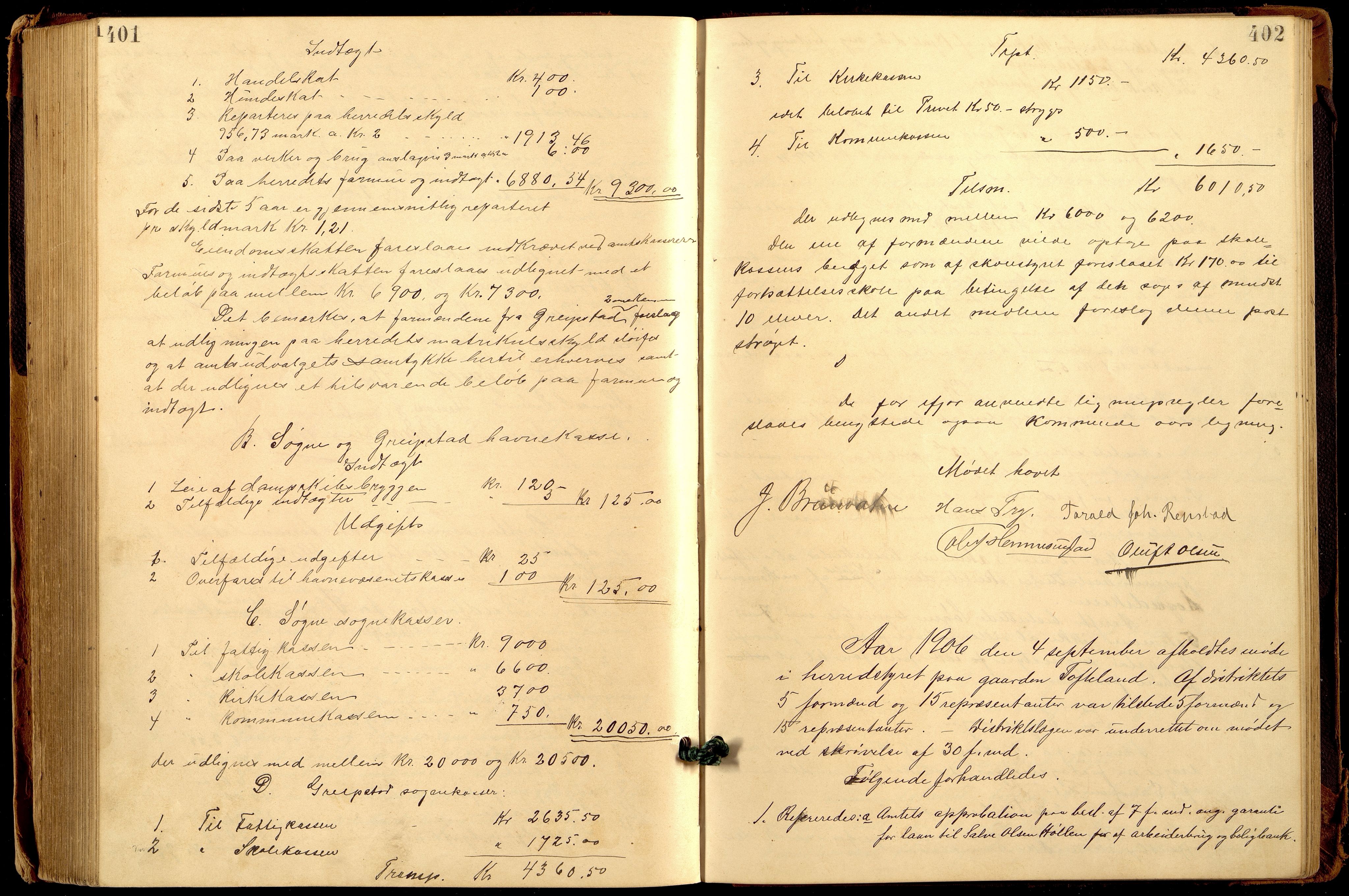 Søgne og Greipstad kommune - Formannskapet, ARKSOR/1018SG120/A/L0006: Møtebok (d), 1901-1909, p. 401-402