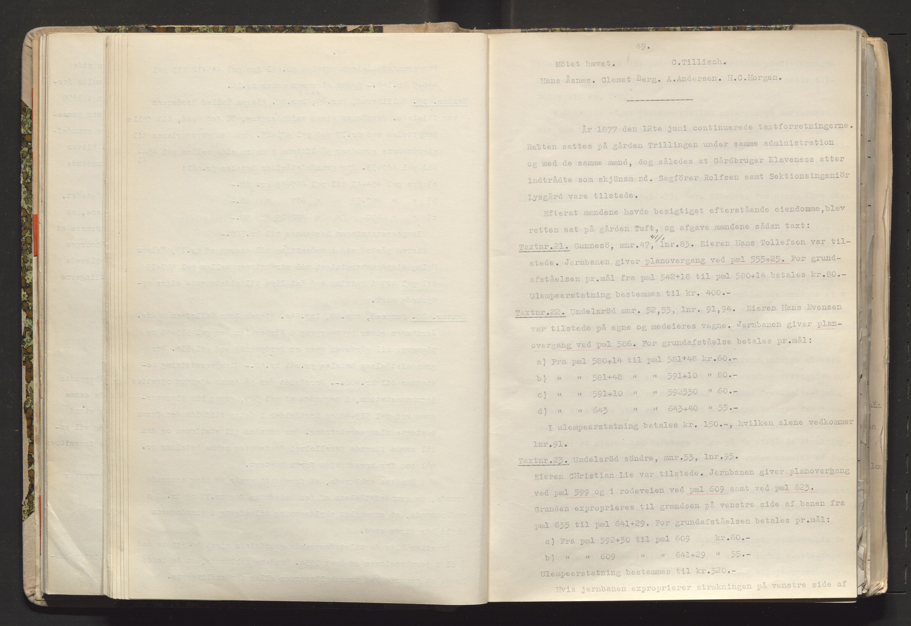 Norges Statsbaner Drammen distrikt (NSB), AV/SAKO-A-30/Y/Yc/L0005: Takster Vestfoldbanen strekningen Drammen-Horten samt Drammen stasjons utvidelse , 1877-1910, p. 49