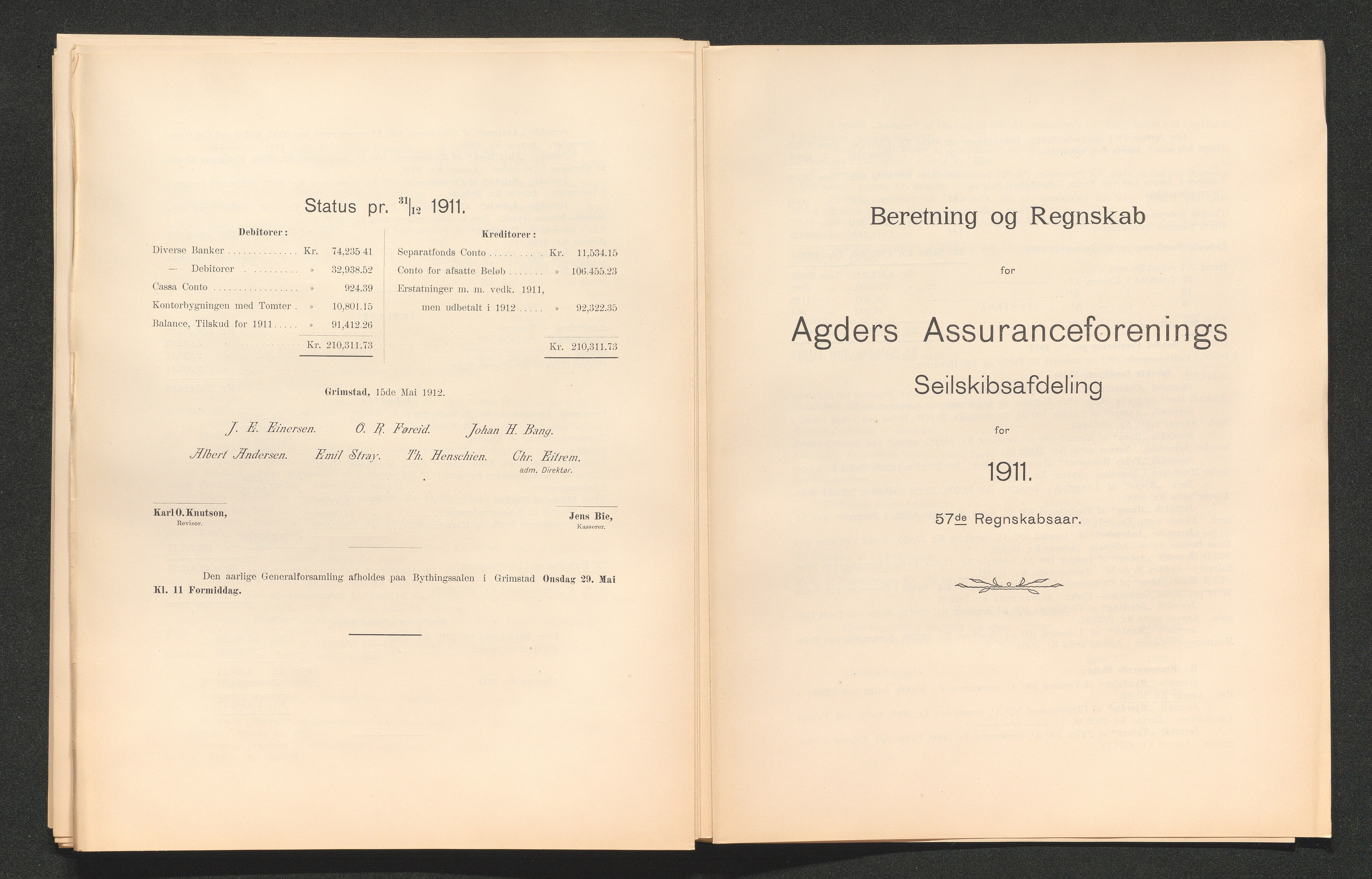 Agders Gjensidige Assuranceforening, AAKS/PA-1718/05/L0003: Regnskap, seilavdeling, pakkesak, 1890-1912