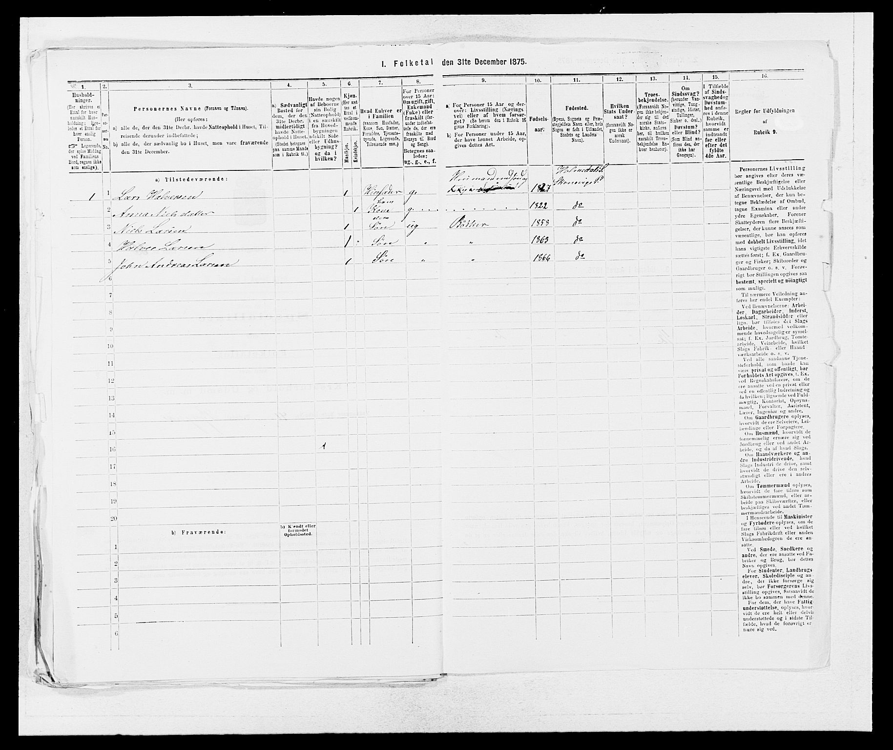 SAB, 1875 census for 1212P Skånevik, 1875, p. 232