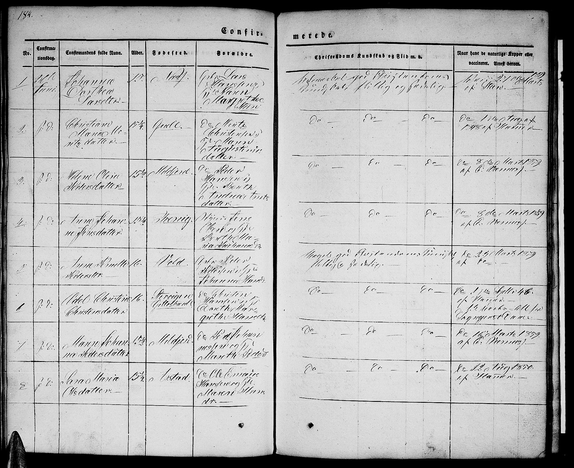 Ministerialprotokoller, klokkerbøker og fødselsregistre - Nordland, AV/SAT-A-1459/846/L0652: Parish register (copy) no. 846C02, 1841-1871, p. 184