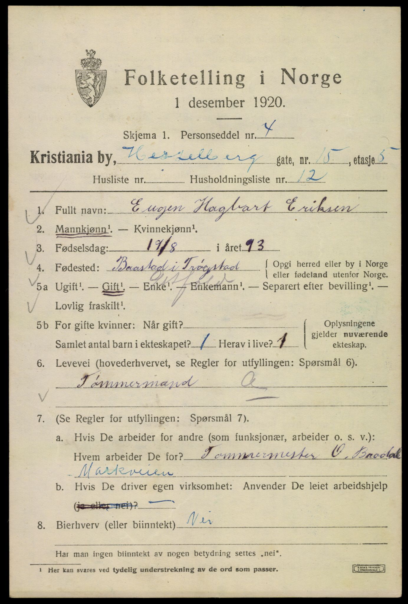 SAO, 1920 census for Kristiania, 1920, p. 293837