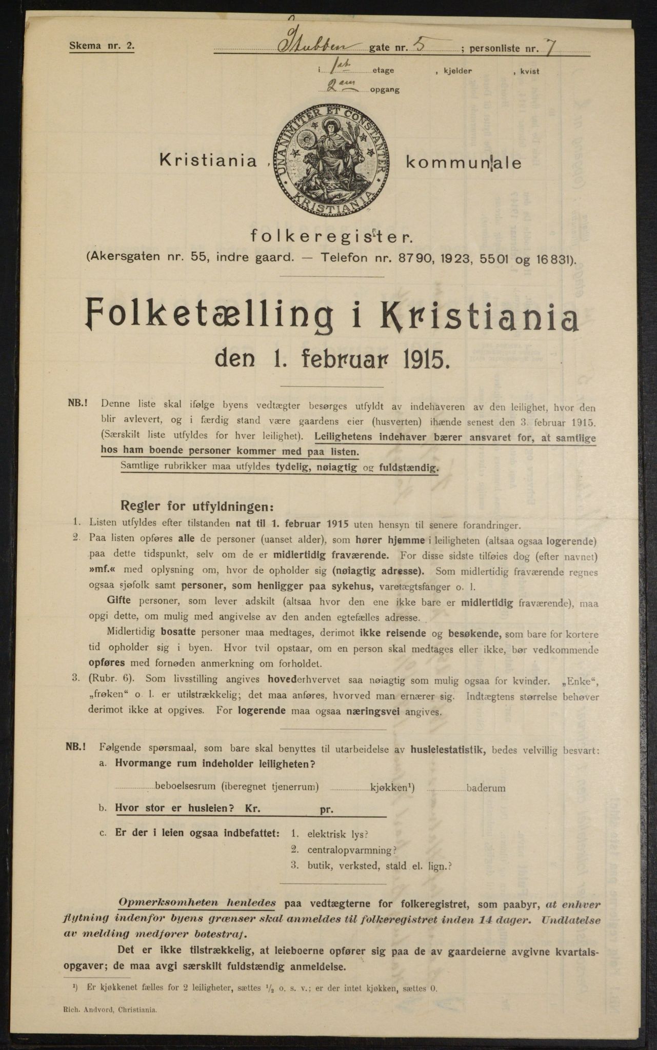 OBA, Municipal Census 1915 for Kristiania, 1915, p. 104676