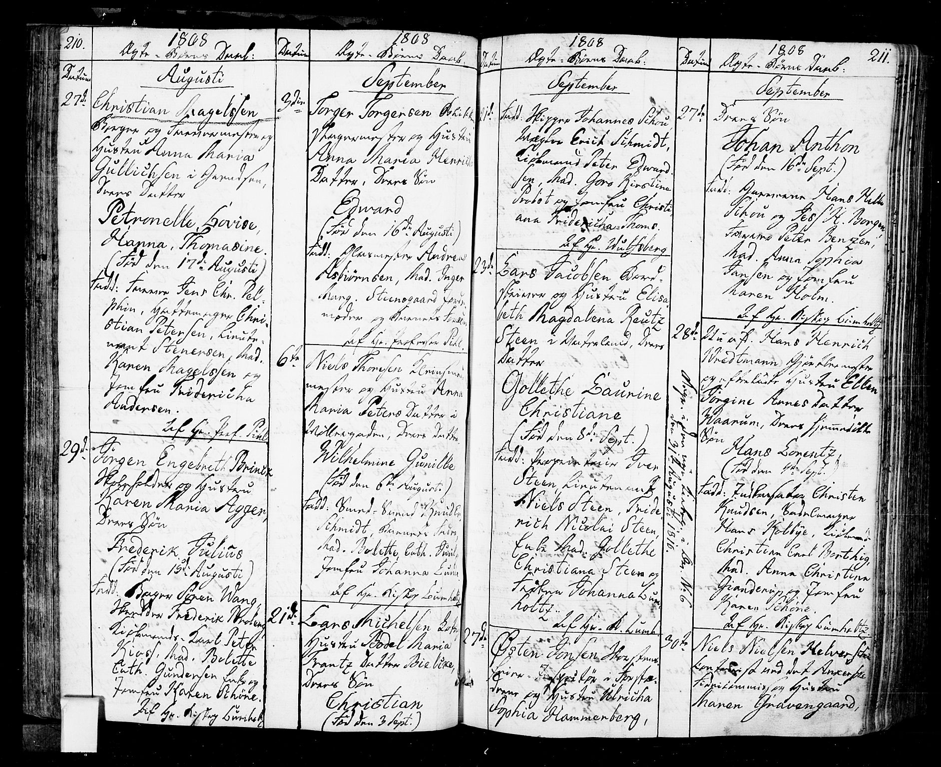 Oslo domkirke Kirkebøker, SAO/A-10752/F/Fa/L0006: Parish register (official) no. 6, 1807-1817, p. 210-211
